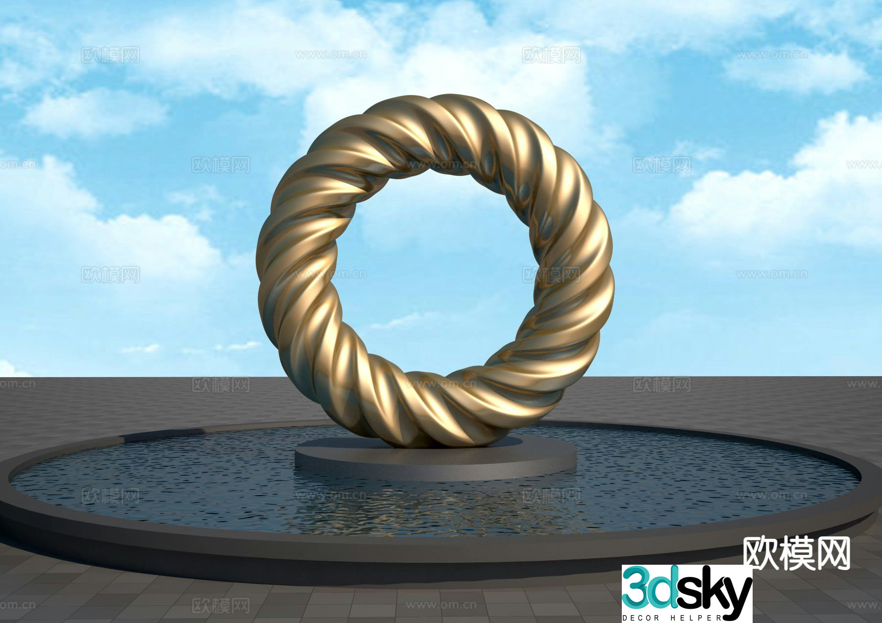 Ring sculpture landscape sculpture 3d model