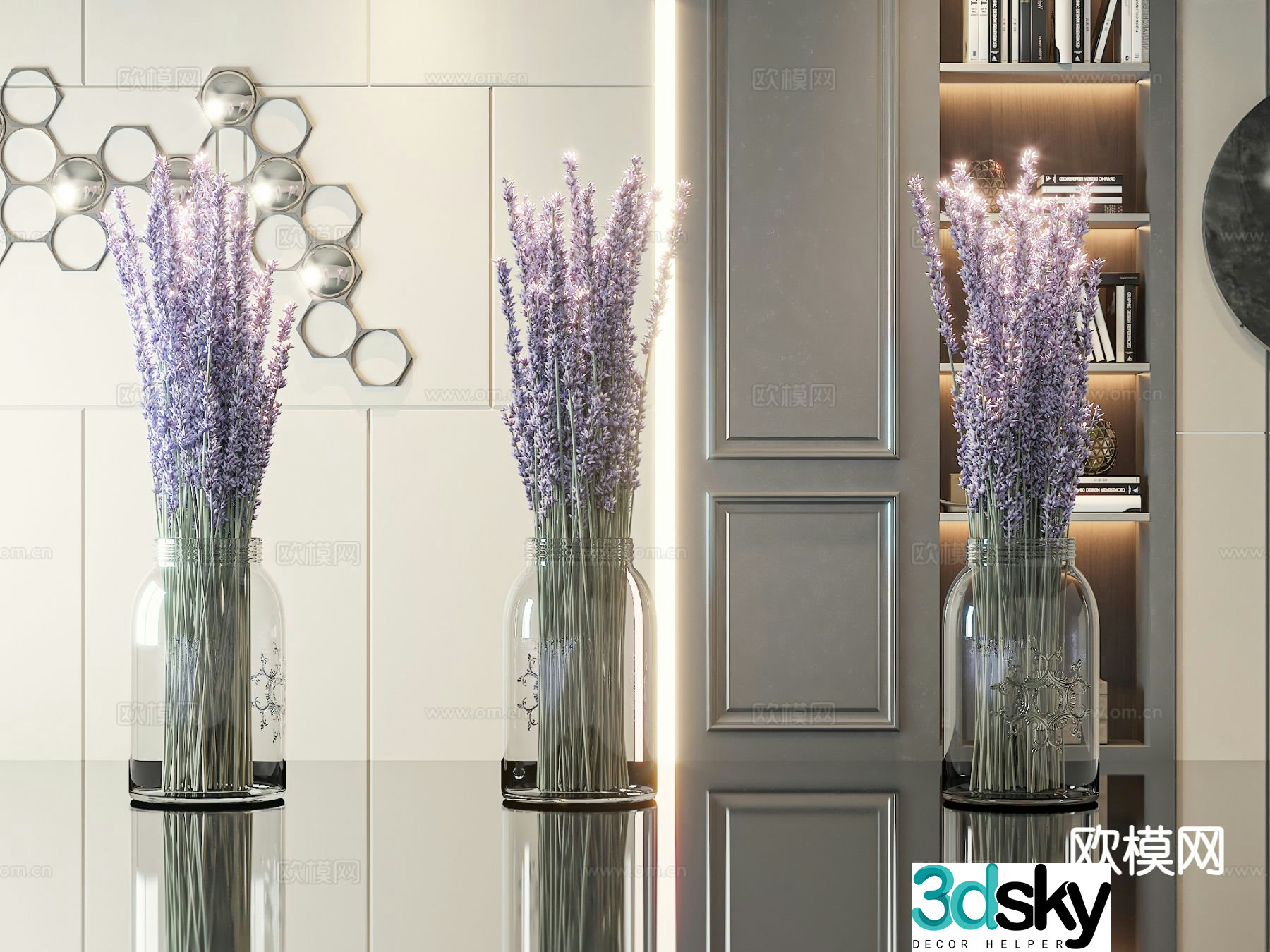 vase floral lavender flower arrangement 3d model