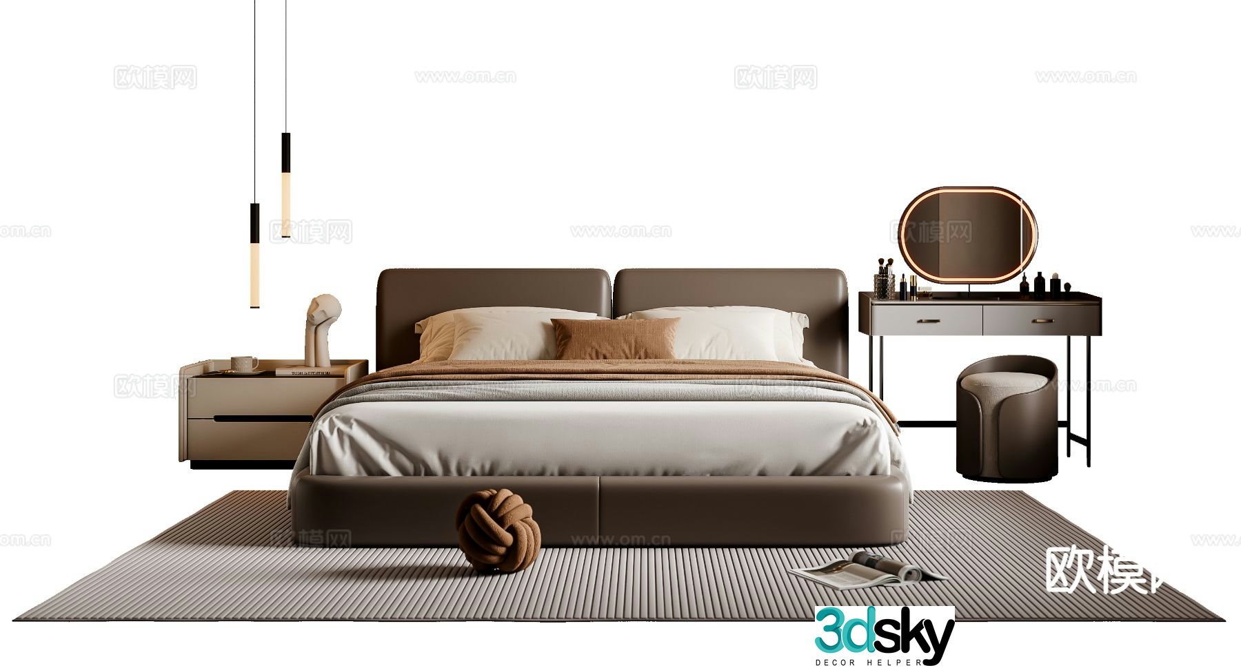 Italian double bed 3d model