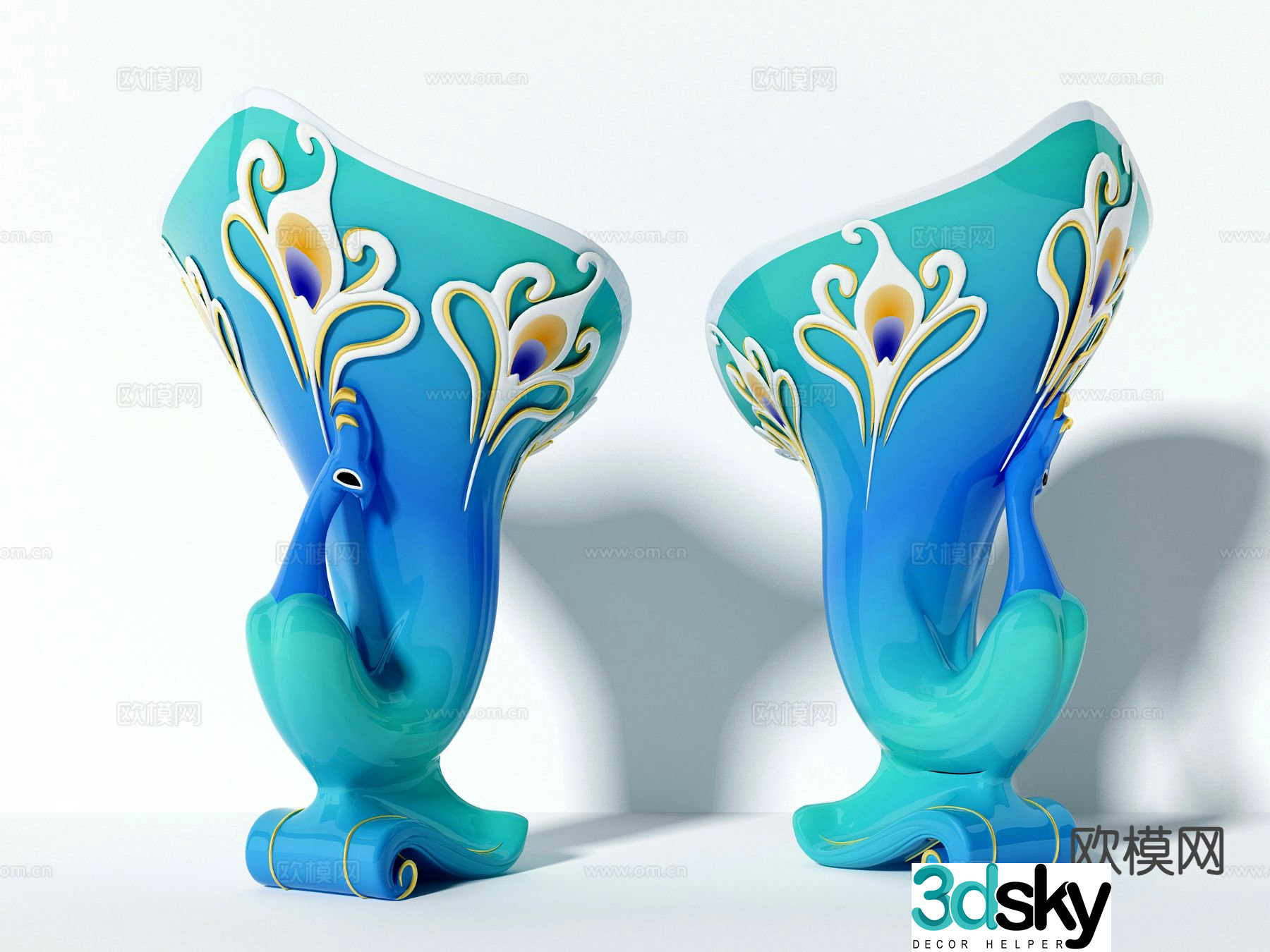 European decorations desktop decorations peacock crafts 3D model