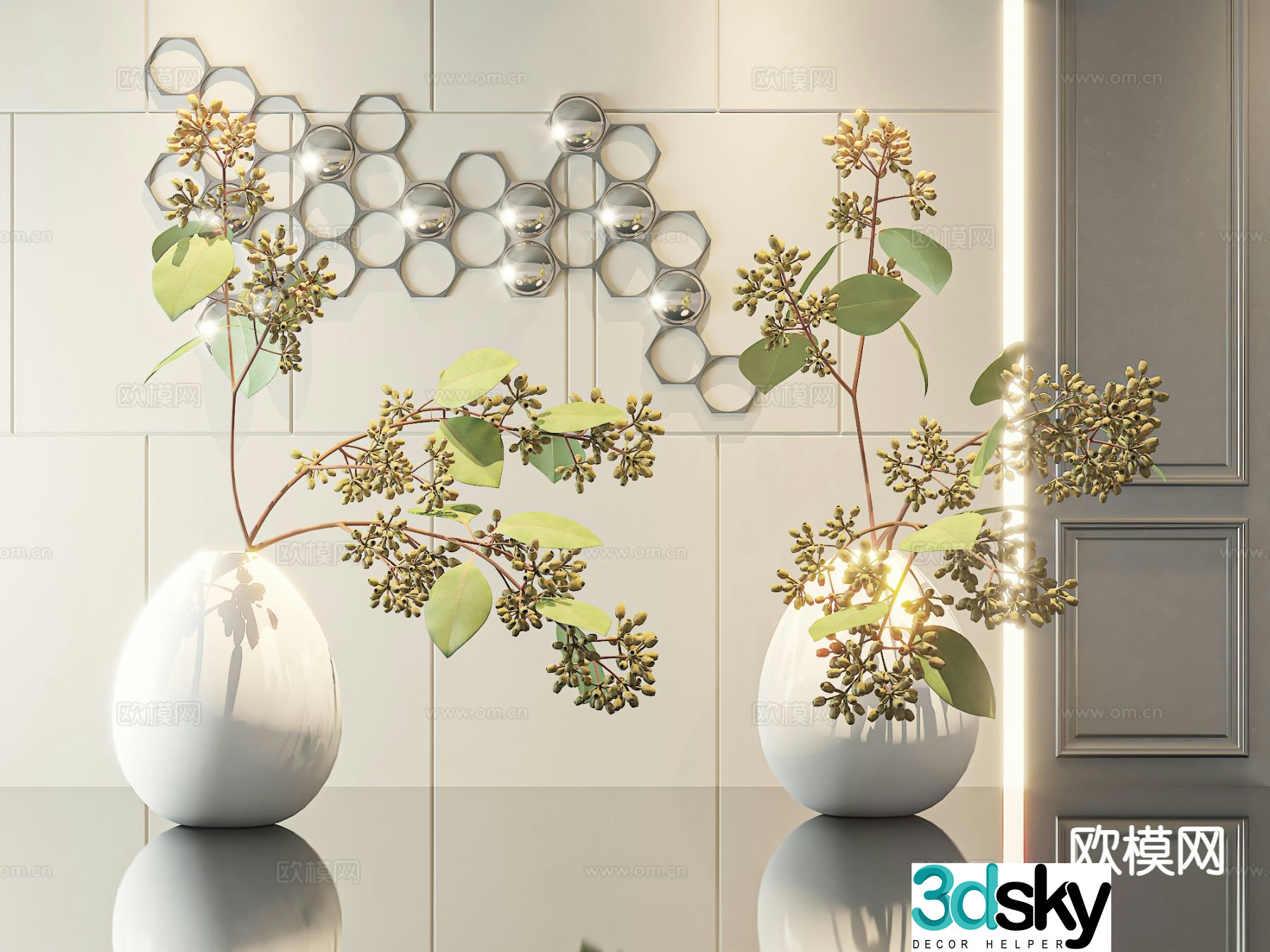 vase floral green plant flower arrangement 3d model