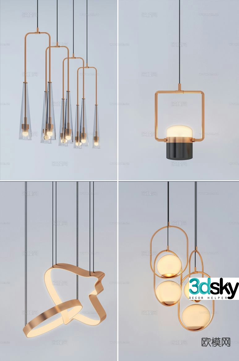 Light luxury small chandelier bedside small chandelier 3d model