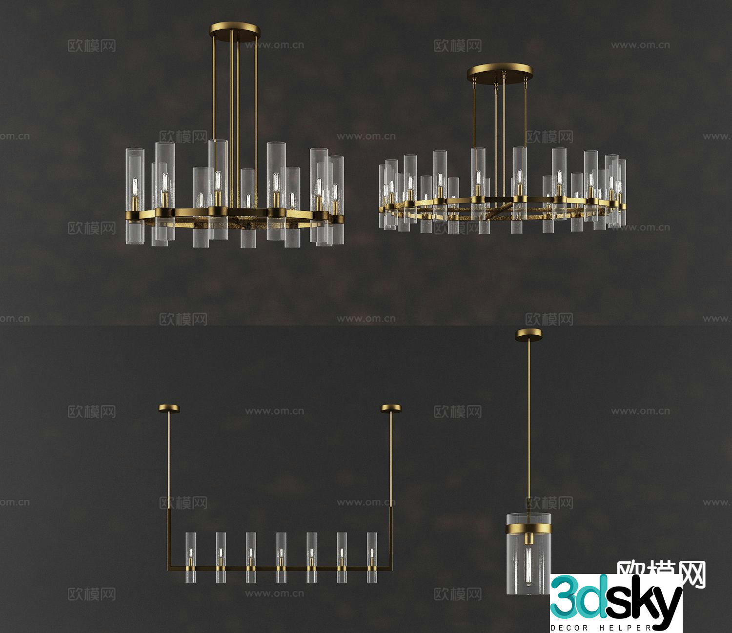 Light luxury chandelier hall chandelier 3d model