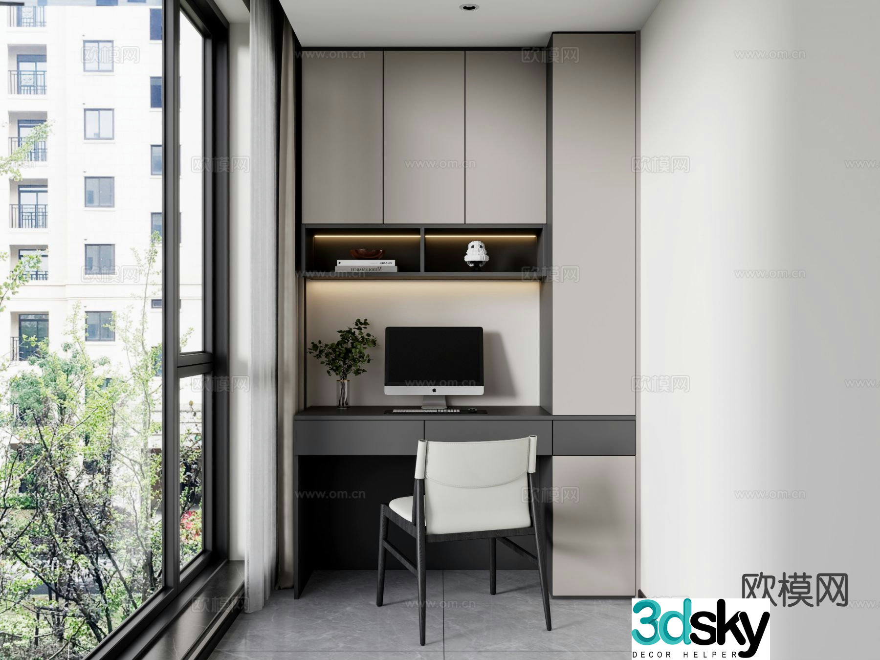 Modern desk writing desk computer desk 3d model