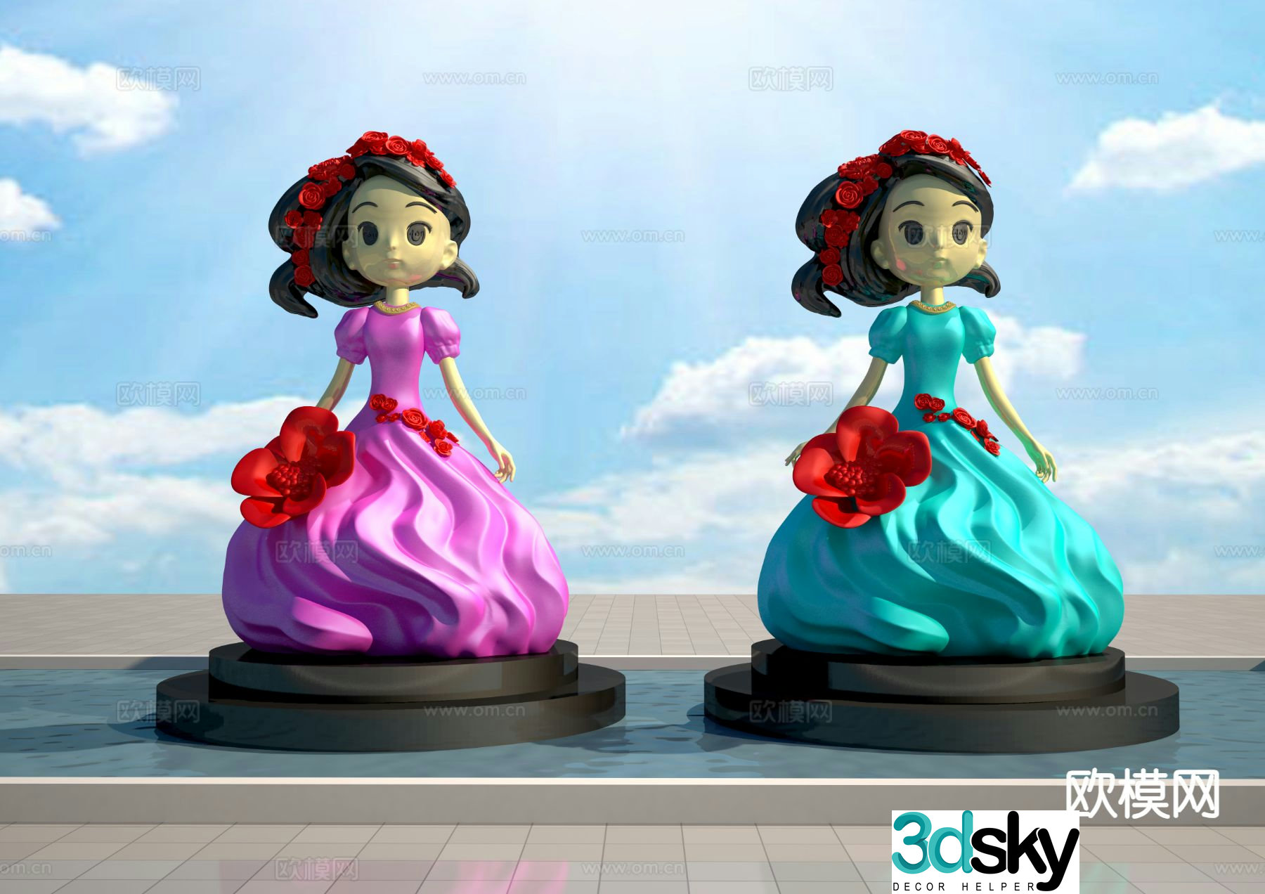 Cartoon girl sculpture character sculpture 3d model