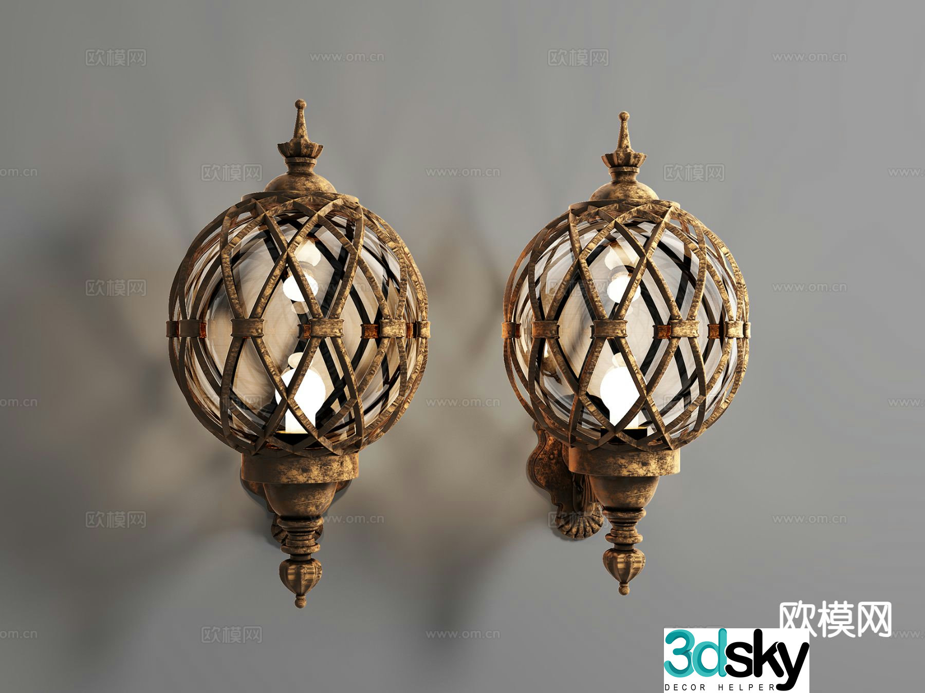 Industrial style wall lamp decorative wall lamp 3d model