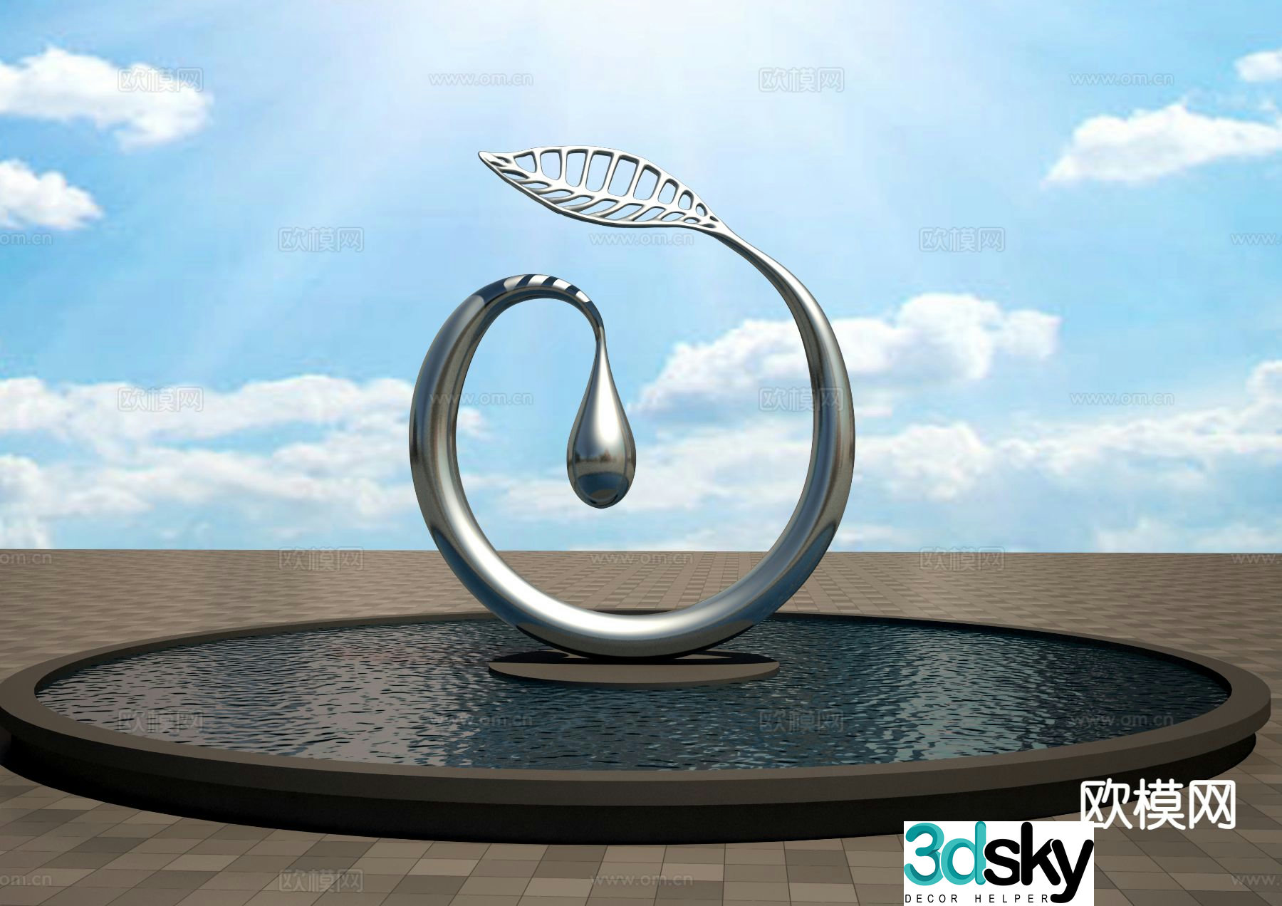 Water drop sculpture landscape sculpture 3d model