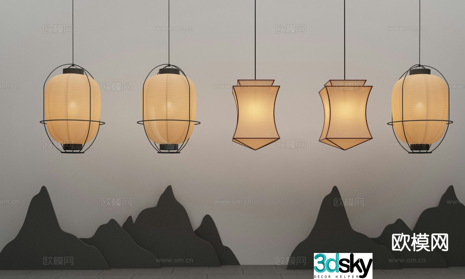 New Chinese style chandelier 3d model