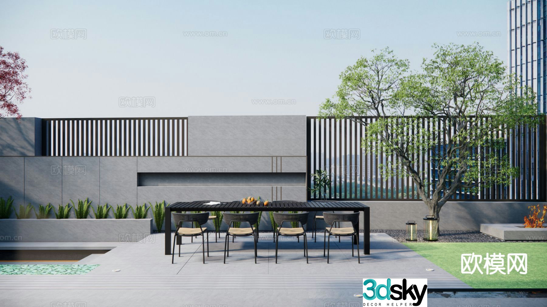 Outdoor tables and chairs camping tables and chairs parasol 3D model