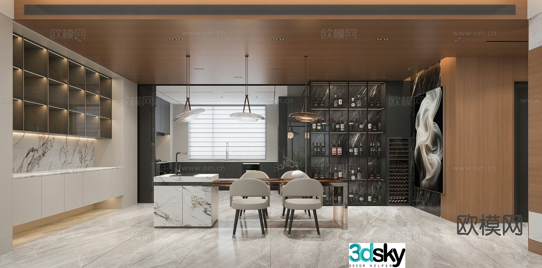 Light luxury restaurant Zhongdao restaurant 3D model