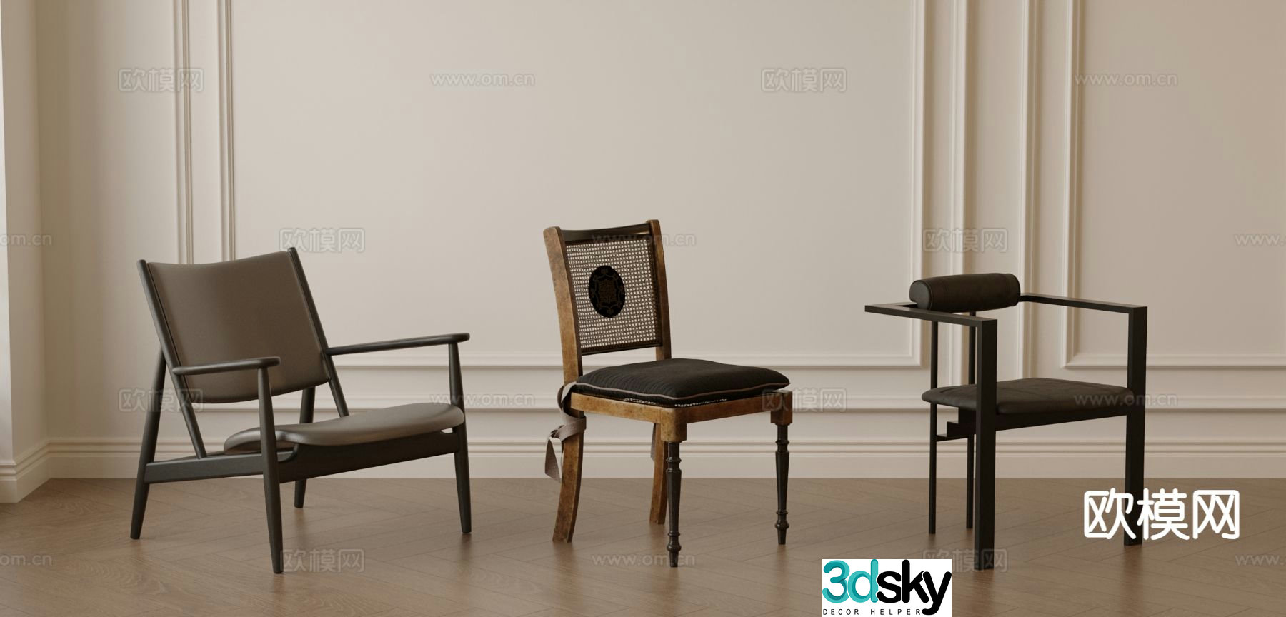 Medieval style chair leisure chair 3d model