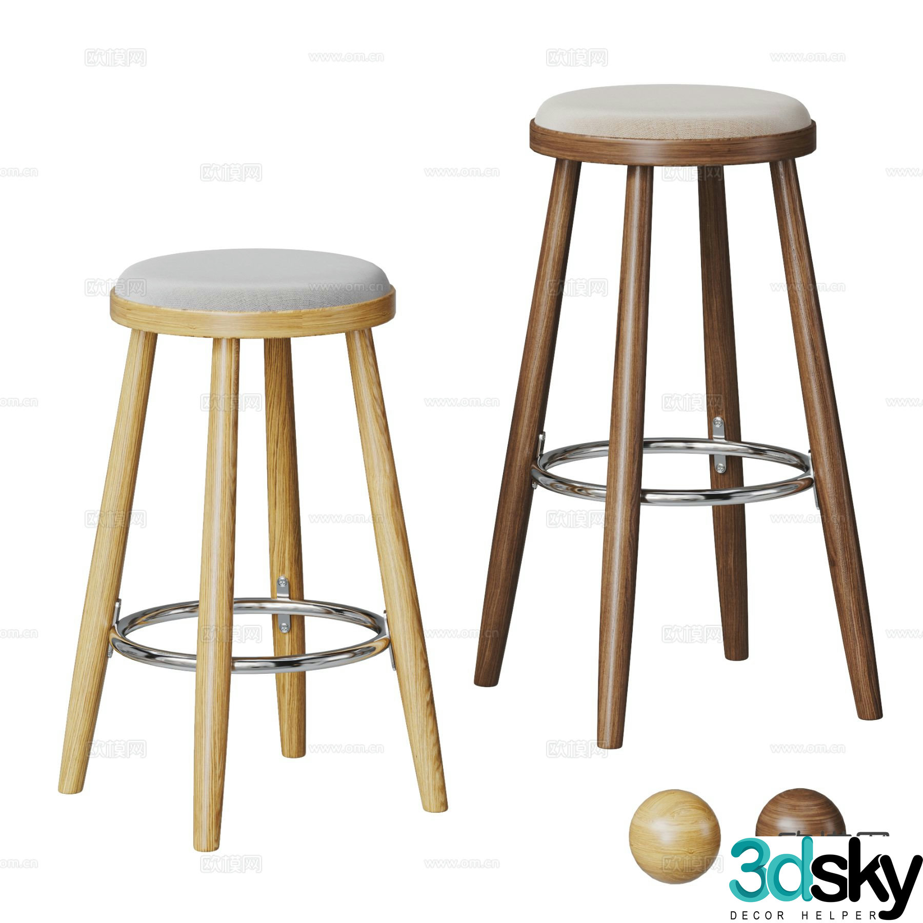 Nordic bar stool bar stool high stool 3d model