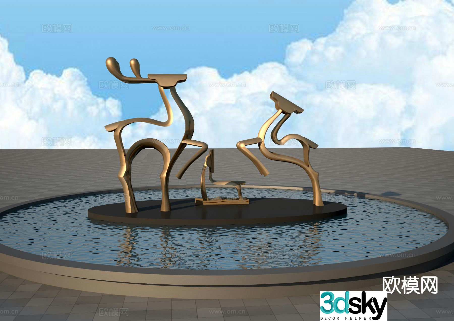 Landscape sculpture square sculpture 3d model