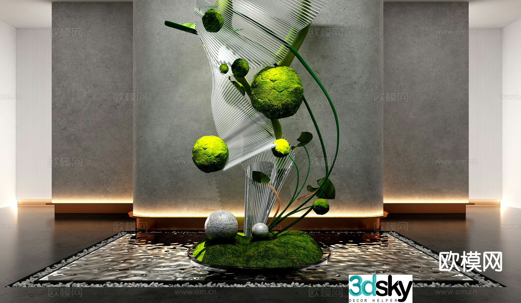 Indoor landscape installation art installation 3d model