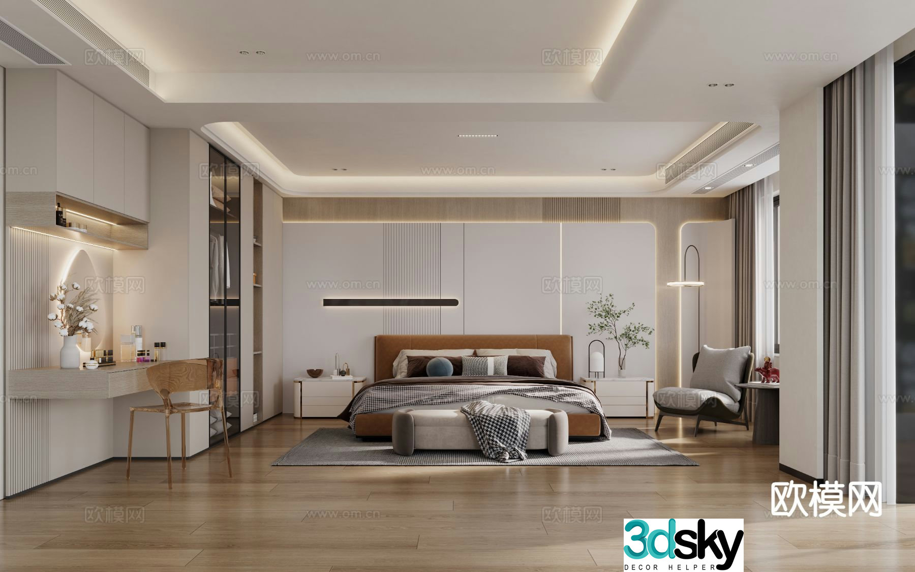 Modern bedroom master bedroom 3d model