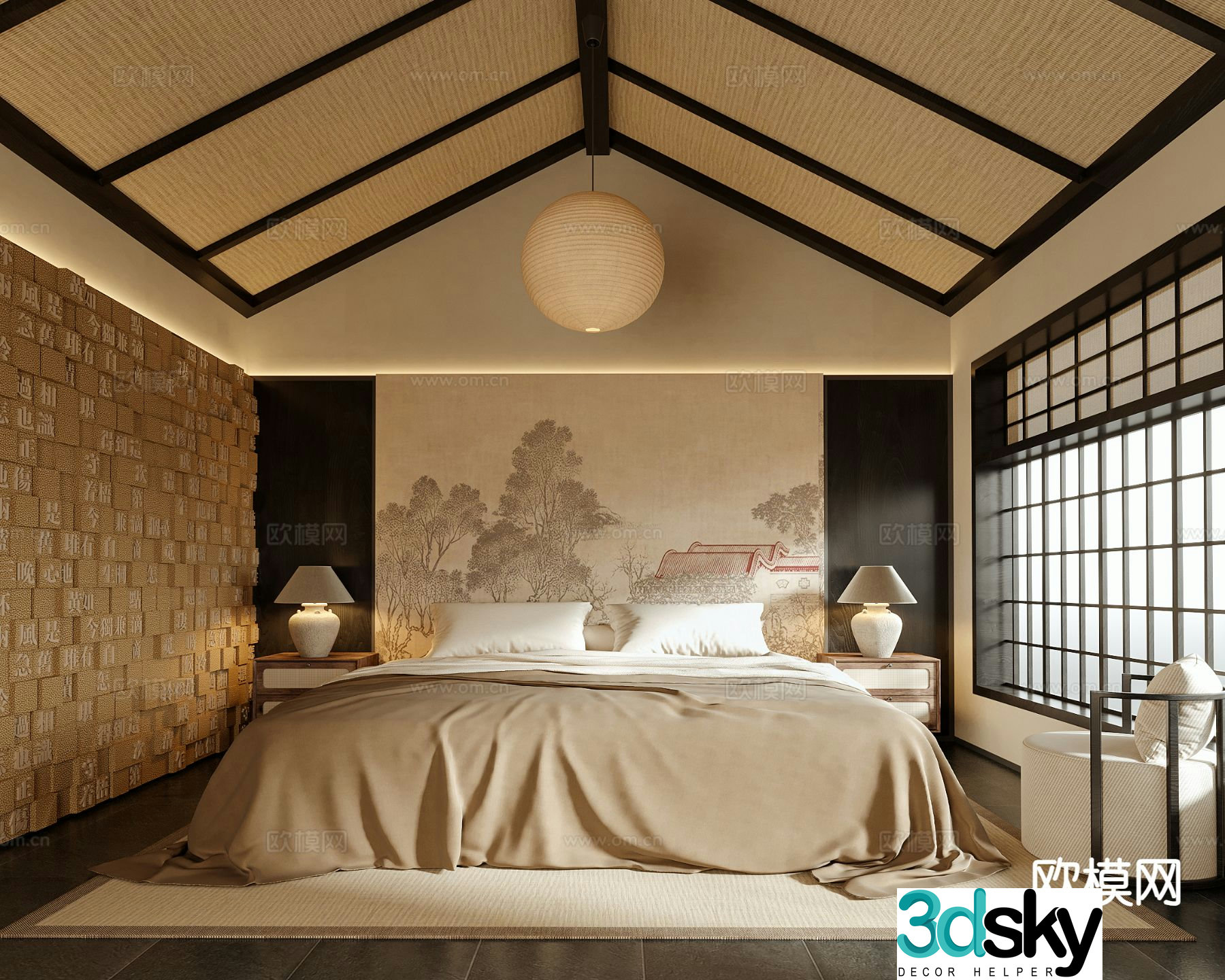 New Chinese style bedroom master bedroom 3d model