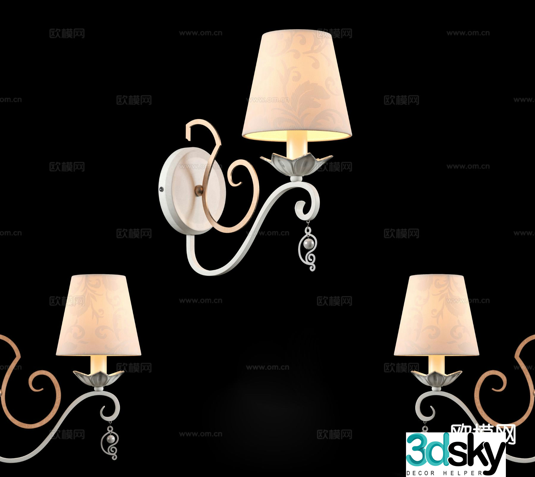 European wall lamp 3d model
