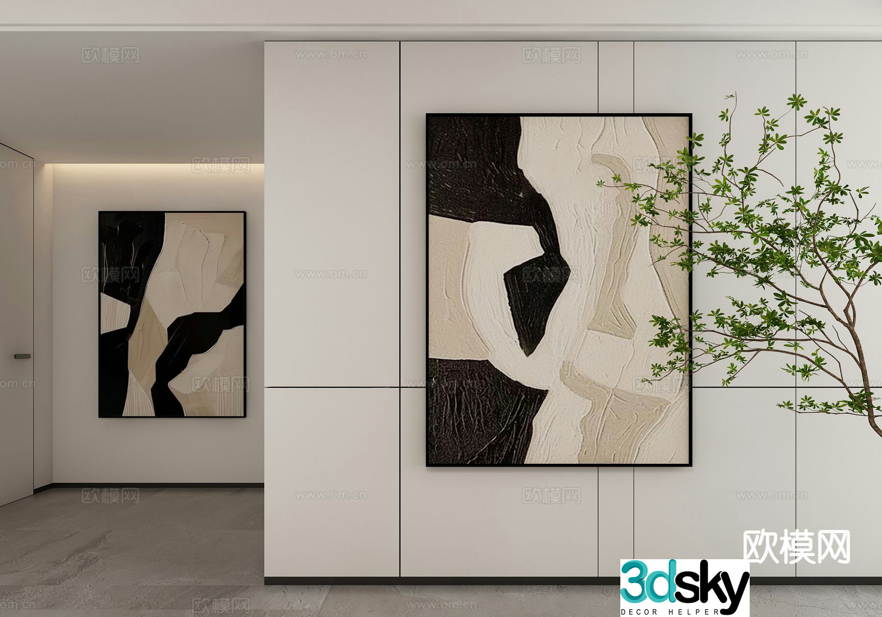 Wabi-sabi painting texture painting decorative painting hanging painting 3D model