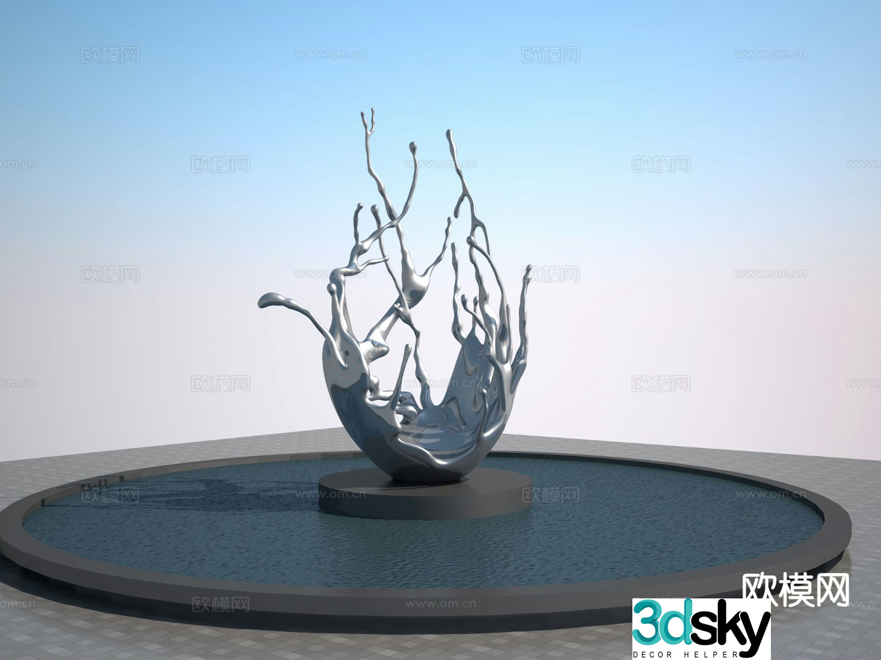 Abstract wave sculpture 3d model