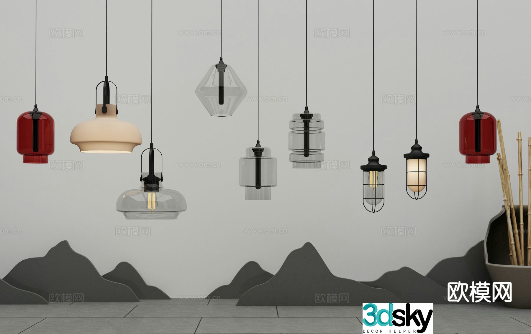 Modern glass chandelier 3d model