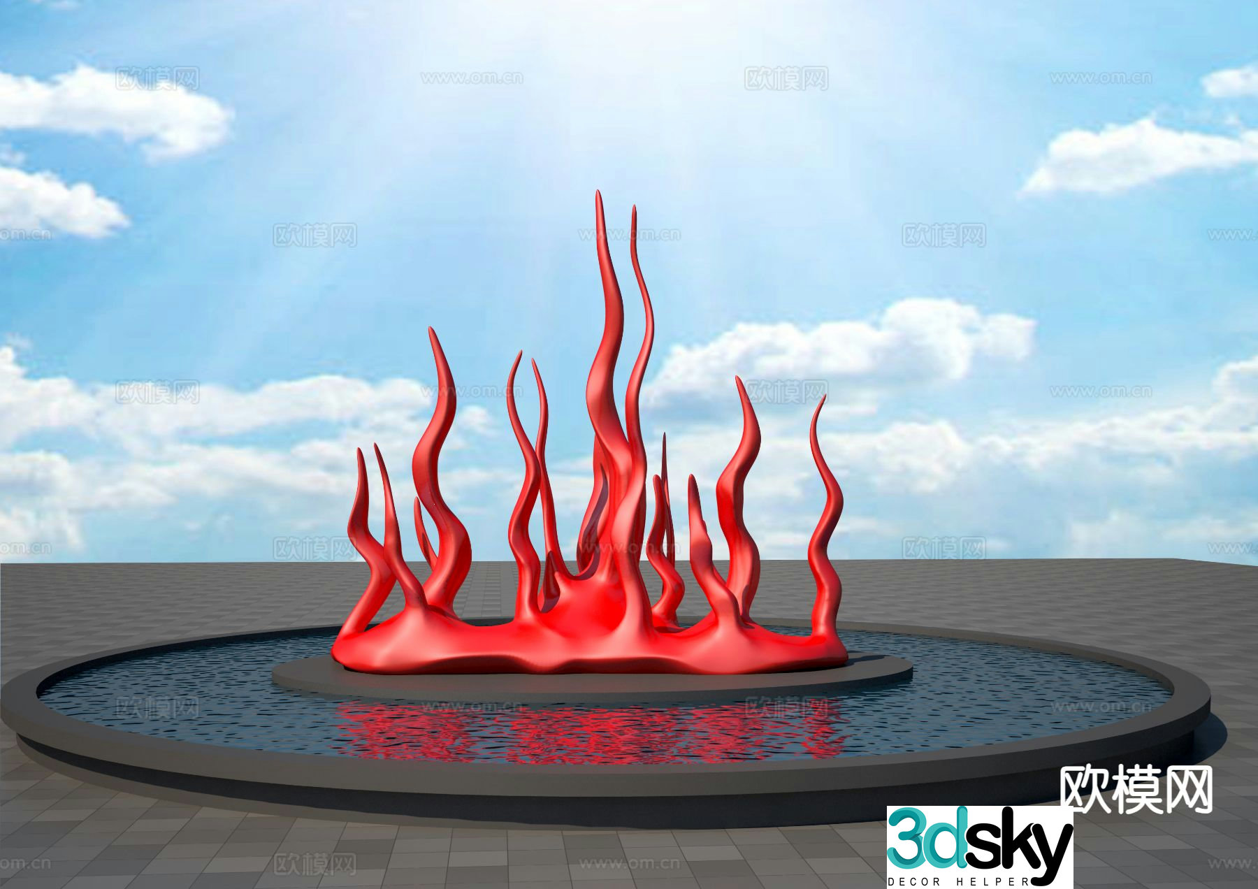Flame sculpture urban sculpture 3d model