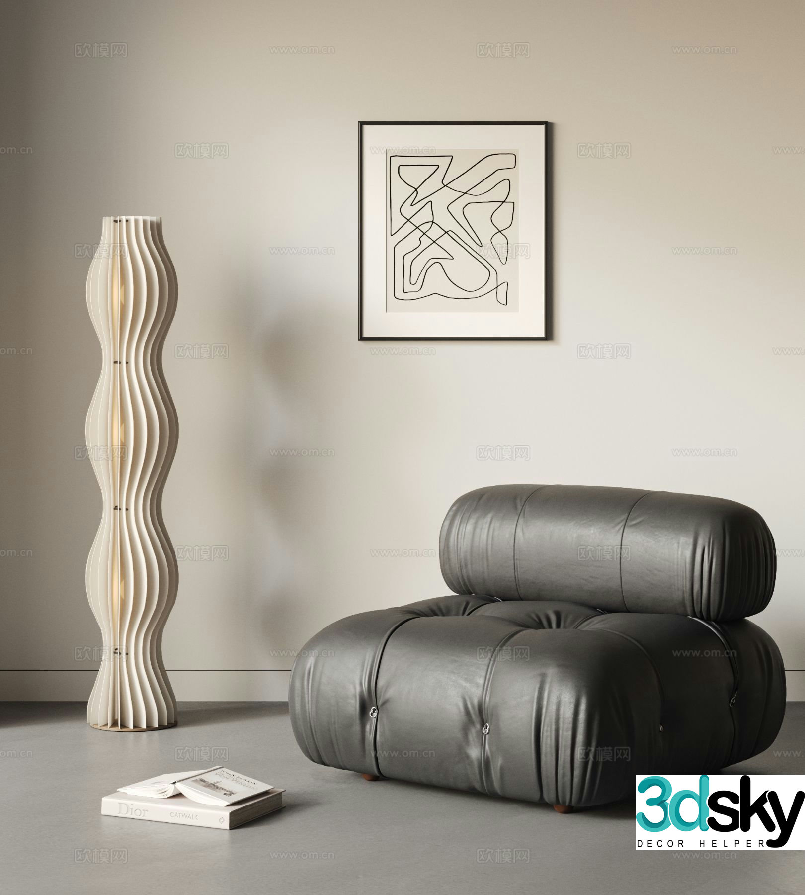Italian sofa single sofa 3d model