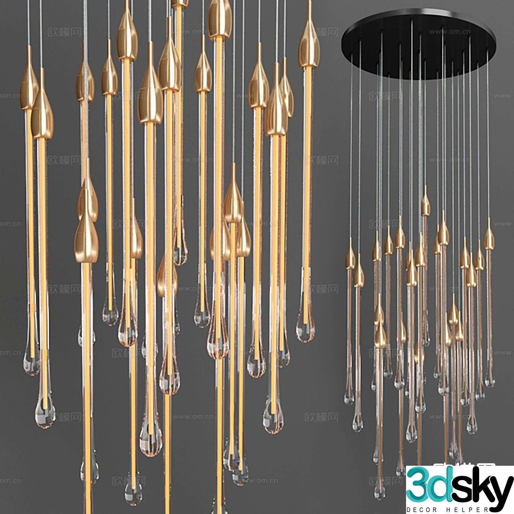 Light luxury chandelier crystal lamp 3d model