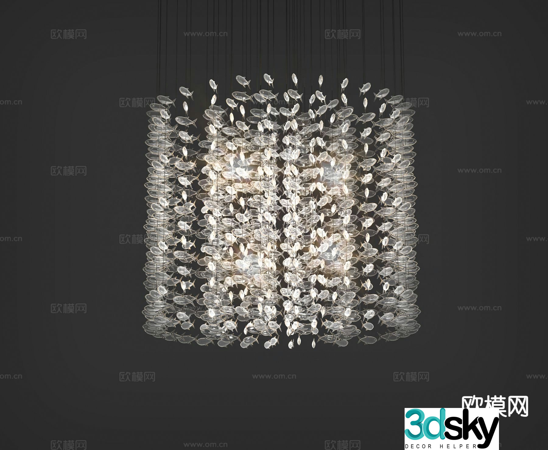 Light luxury chandelier crystal lamp 3d model