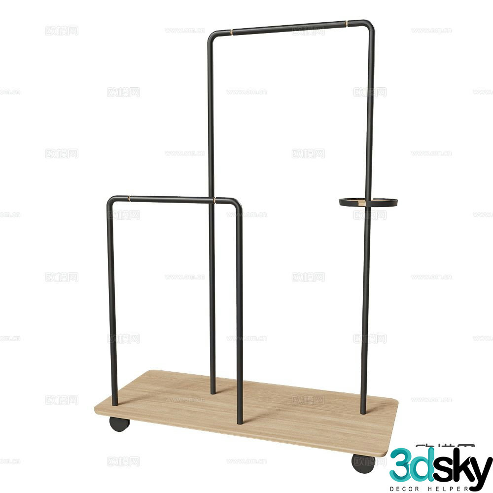 Punt clothes hanger coat rack mobile clothes hanger 3d model