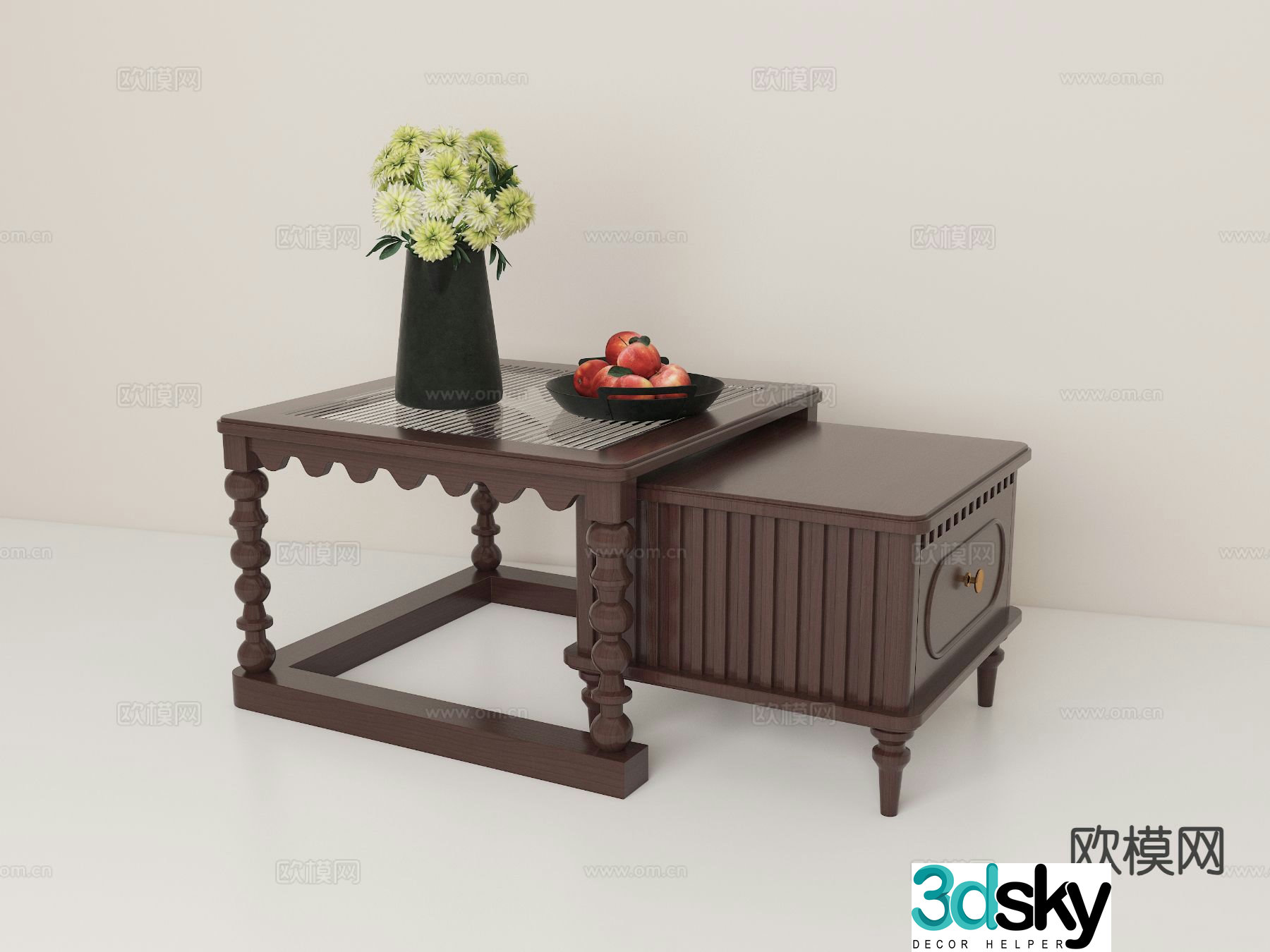 Medieval style coffee table mother-in-law coffee table 3d model