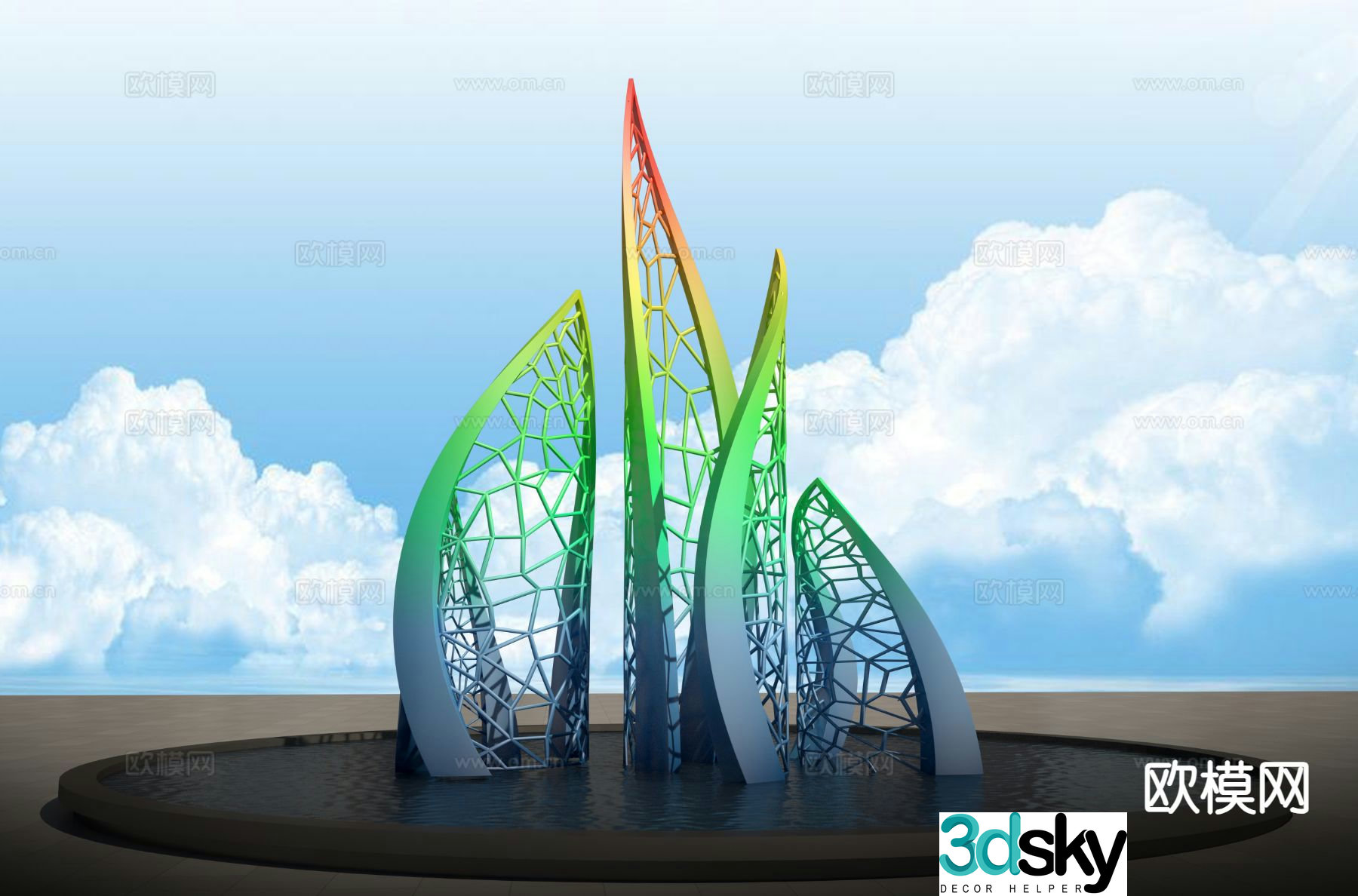 Hollow sculpture Gradient tree sculpture Landscape sculpture 3D model