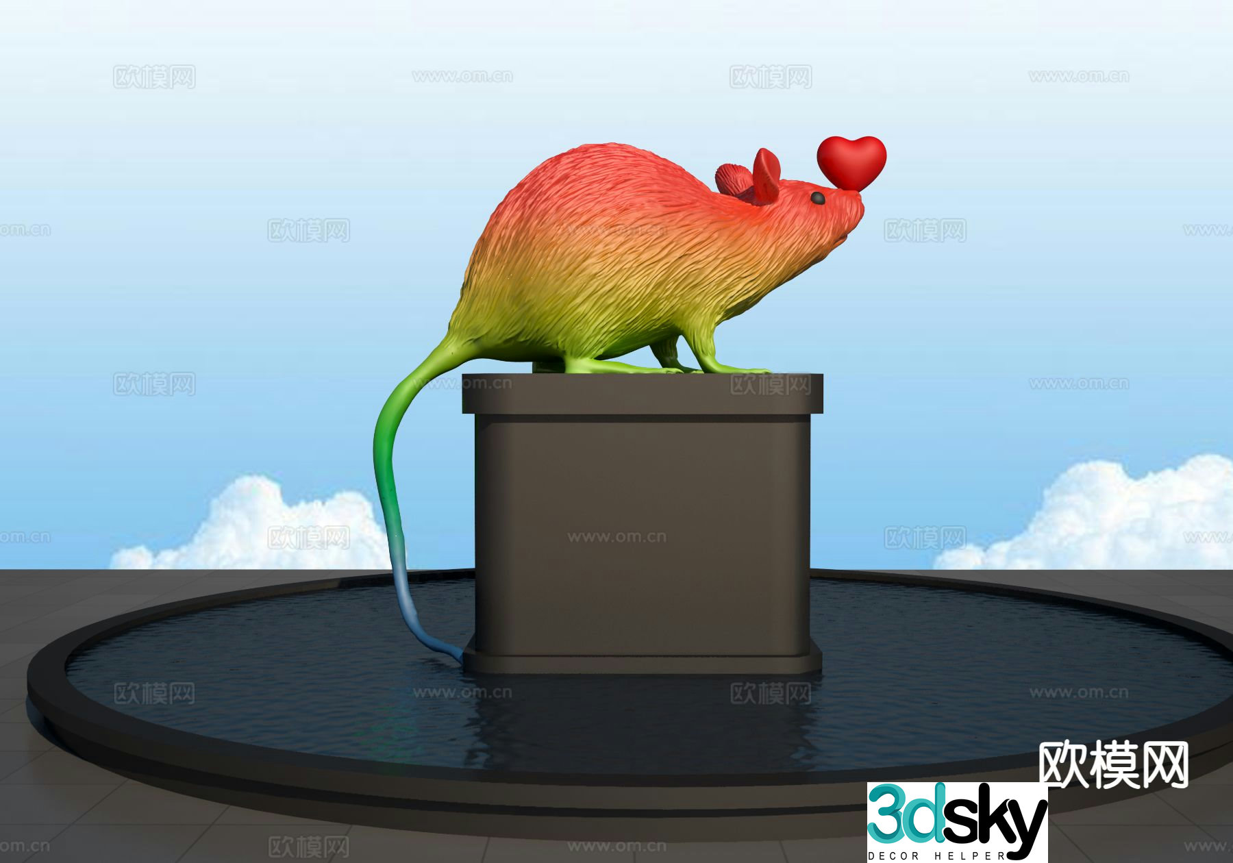 Cartoon mouse sculpture landscape sculpture 3d model