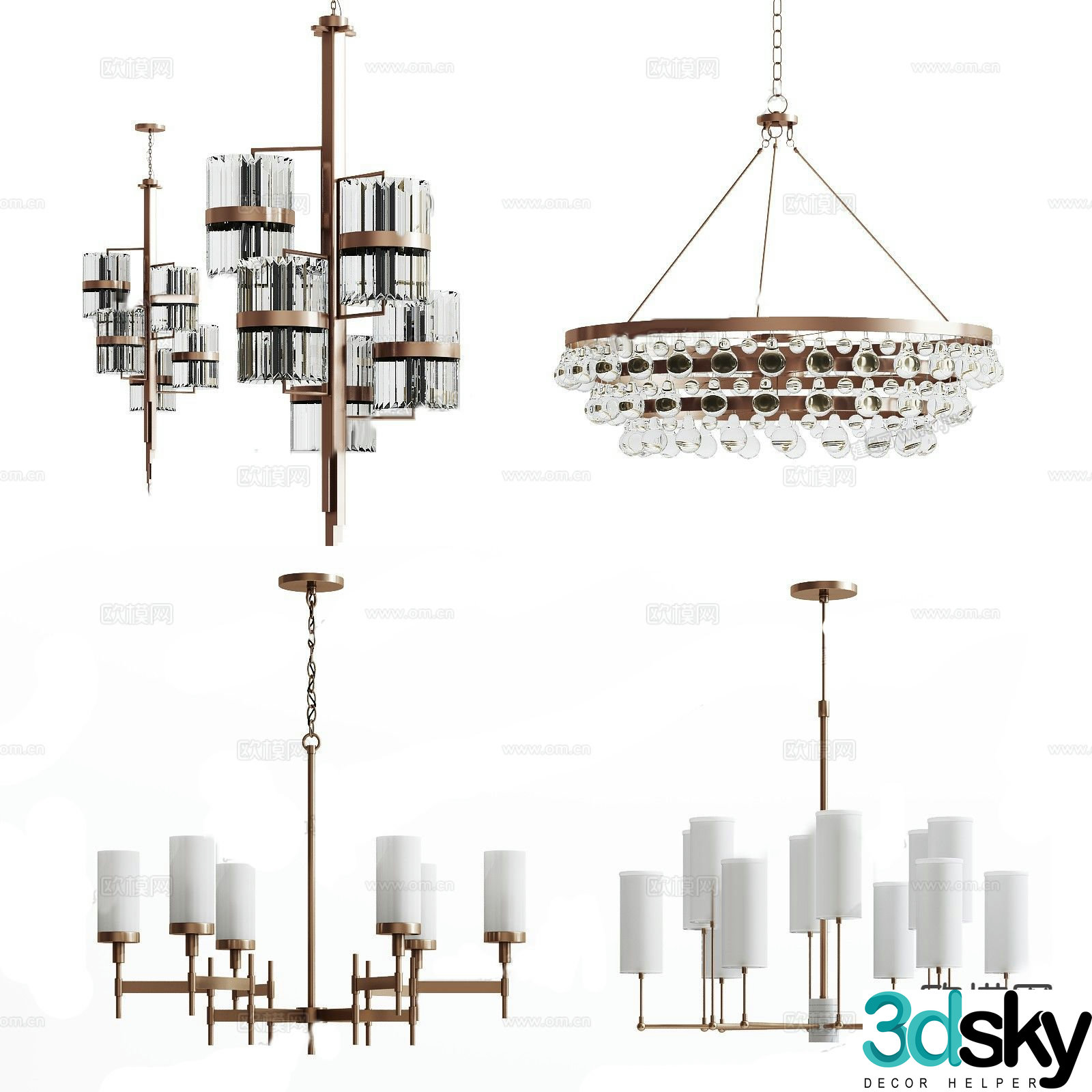 Light luxury chandelier multi-head chandelier 3D model