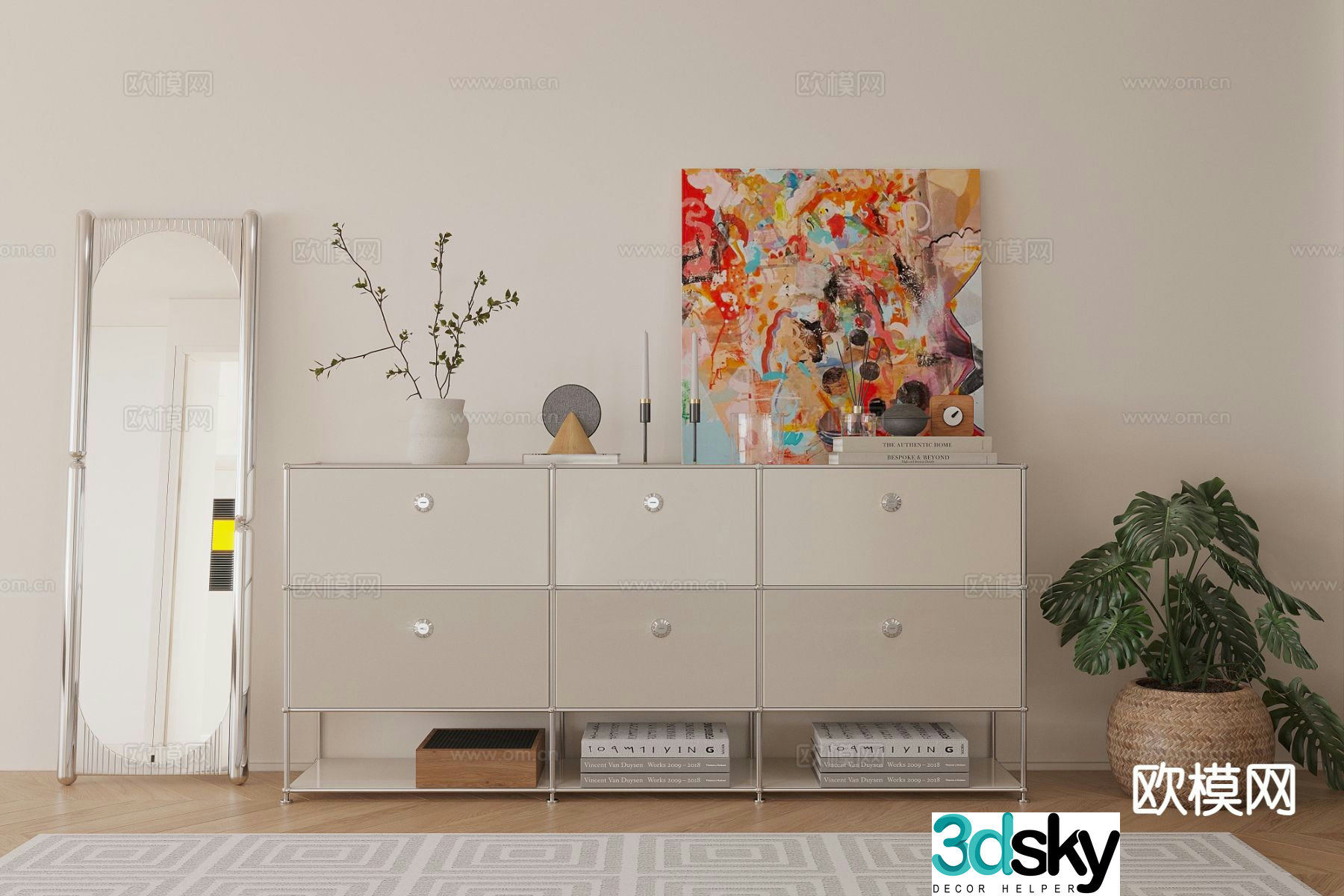 Modern chest of drawers side cabinet 3d model