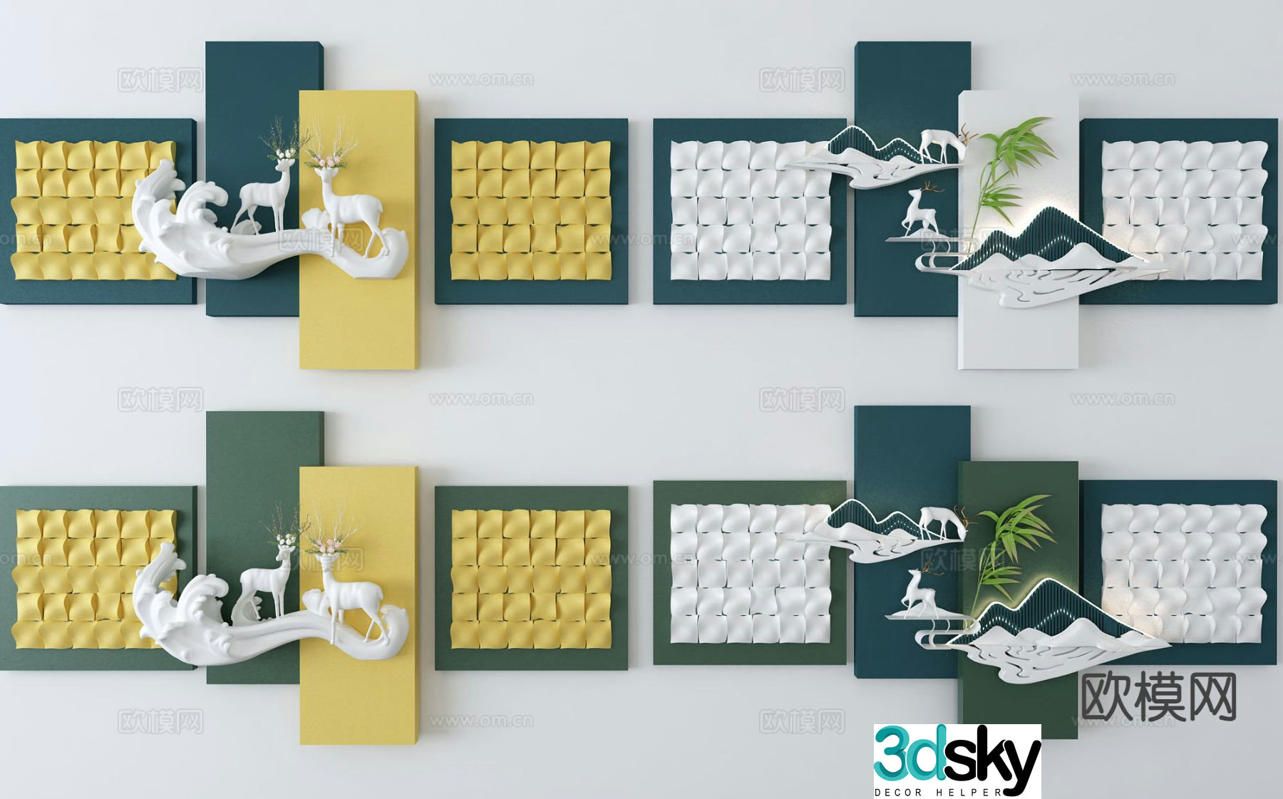 New Chinese style wall decoration three-dimensional hanging decoration 3D model