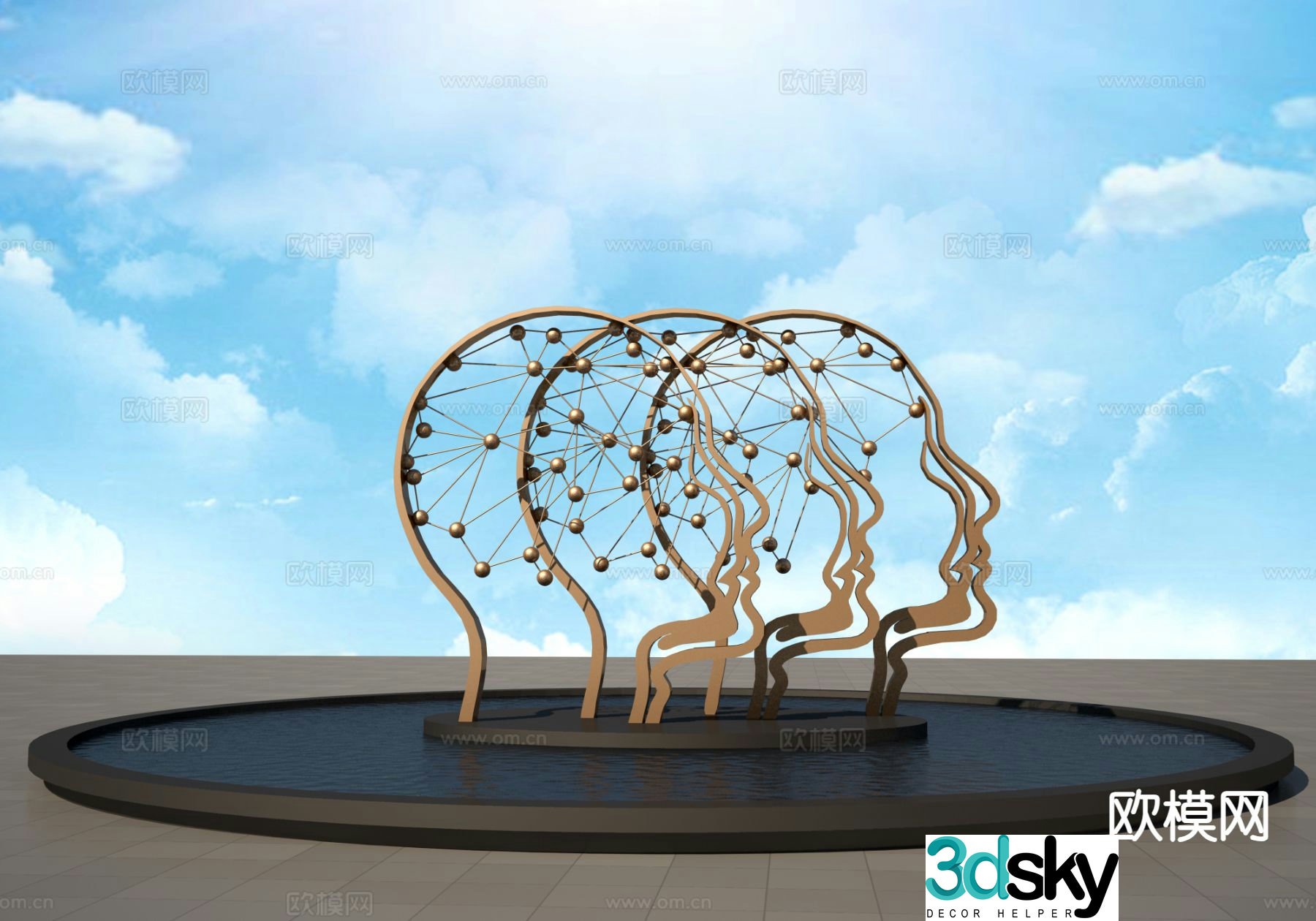 Square sculpture landscape sculpture 3d model