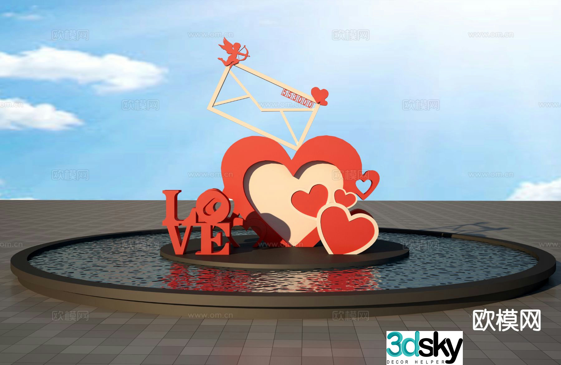 Love mail sculpture 3d model