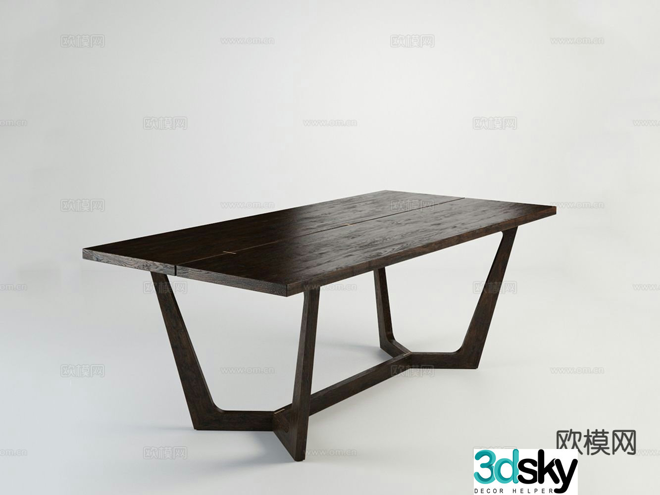 New Chinese style dining table long table wooden table 3d model