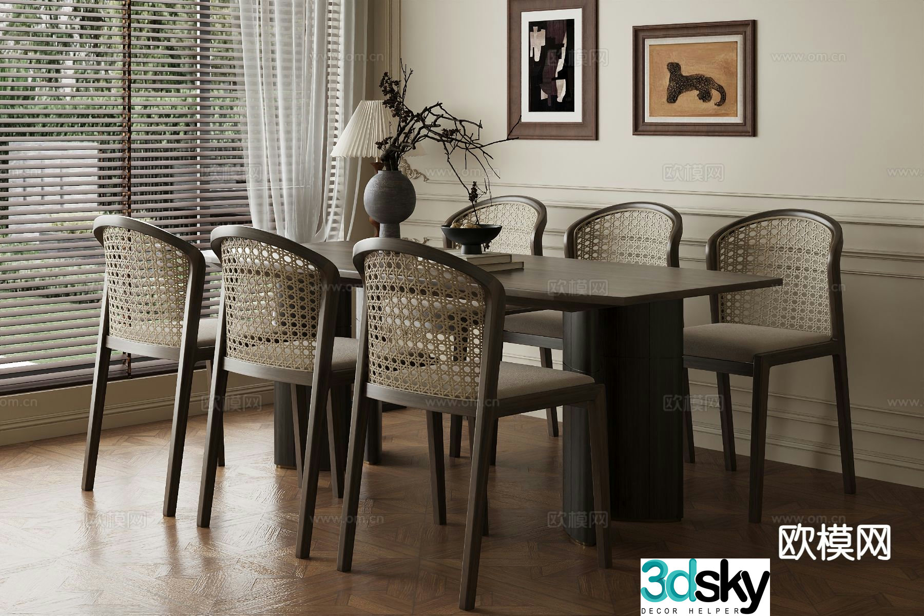 Medieval style dining table and chairs bar dining table 3D model