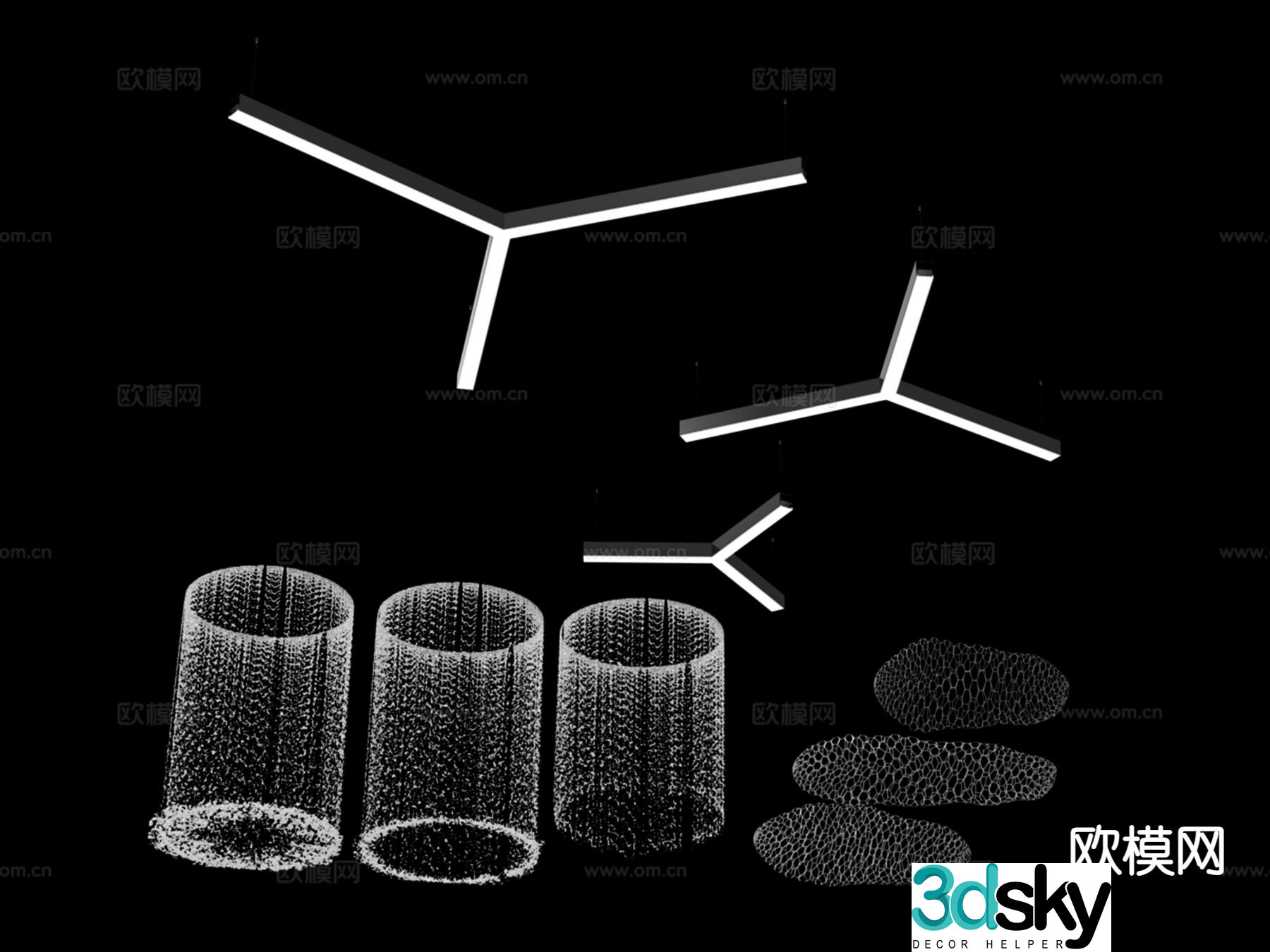 Water curtain decorative lamp geometric ceiling lamp 3d model