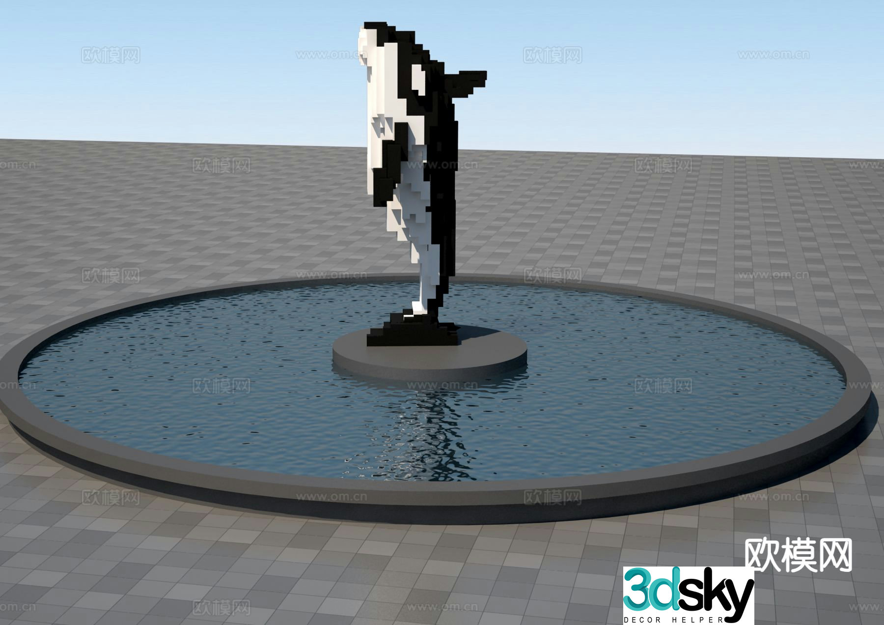 Cetacean pixel sculpture 3d model
