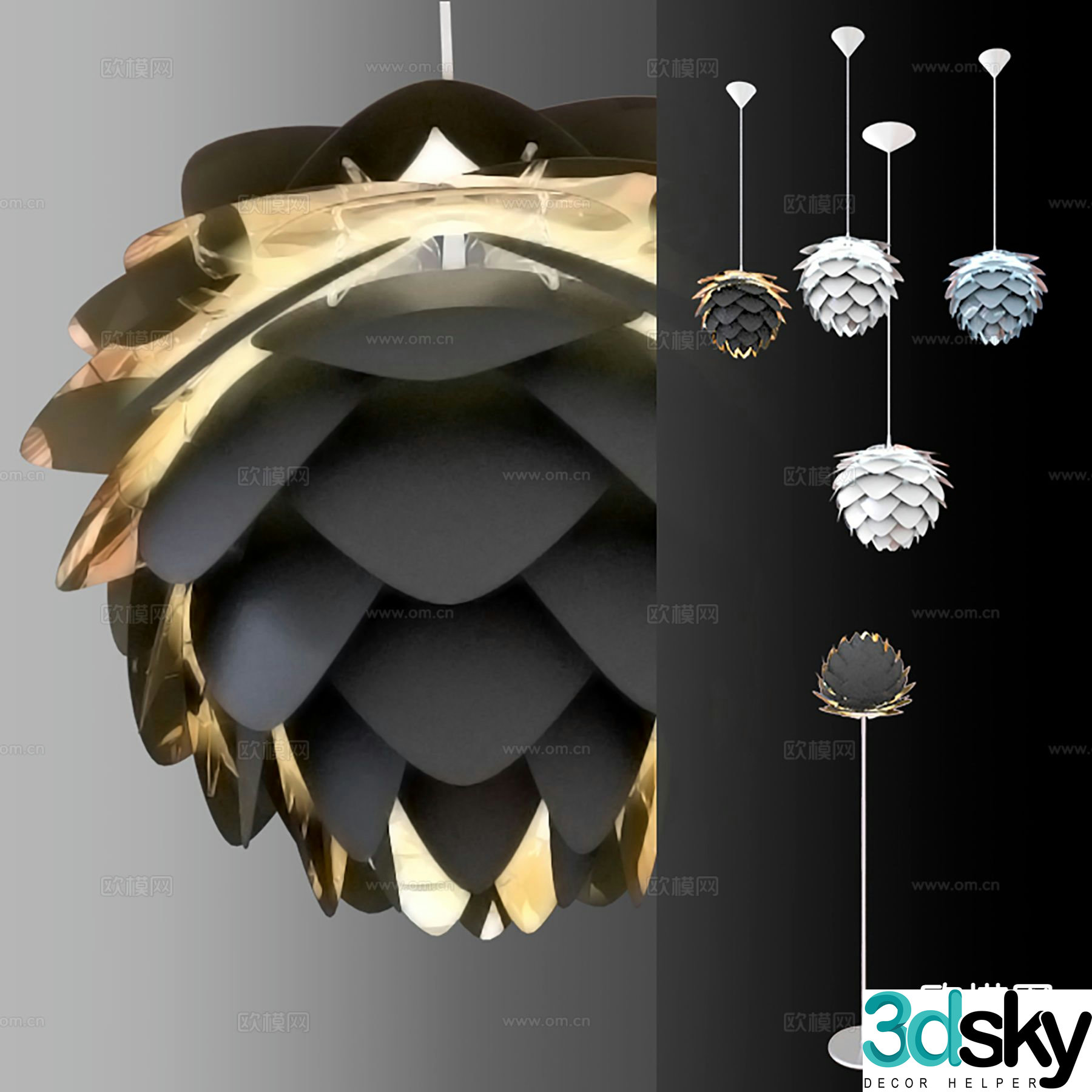 Modern art chandelier petal chandelier 3d model
