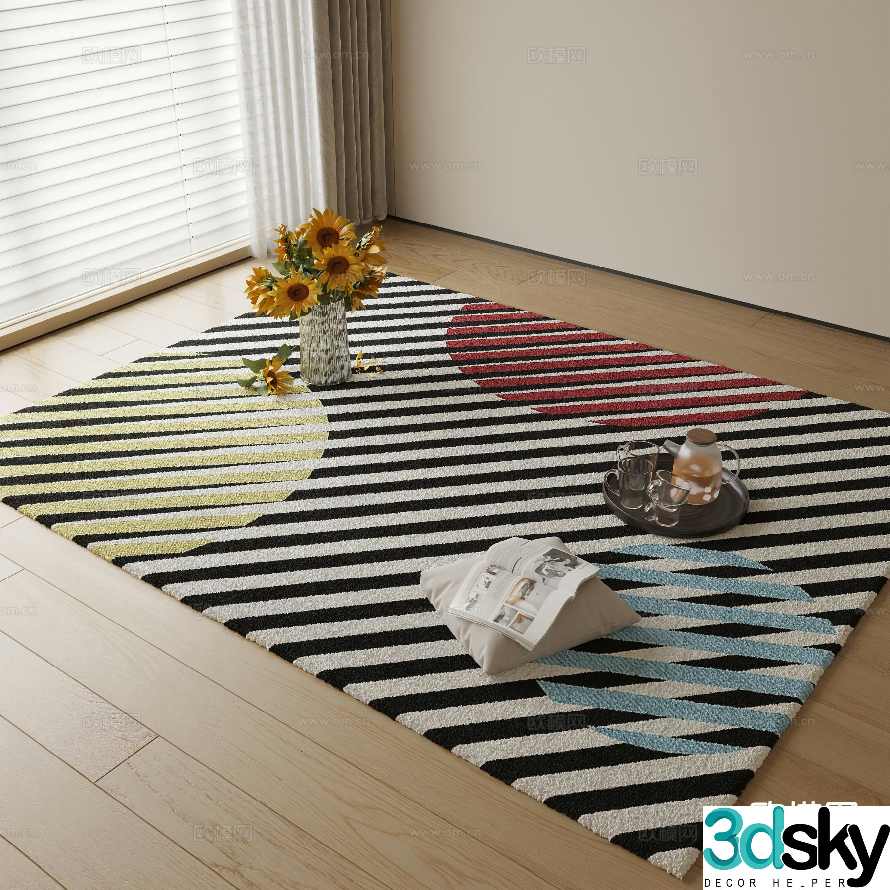 Modern carpet square rug 3d model
