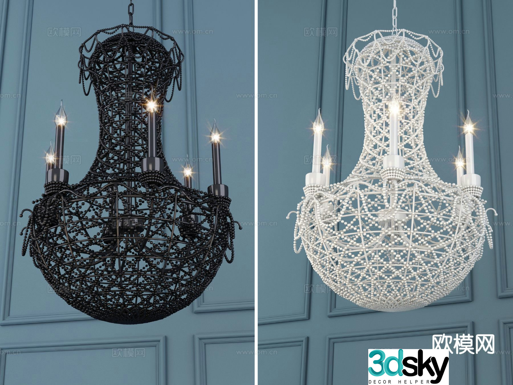 European style chandelier restaurant chandelier 3d model