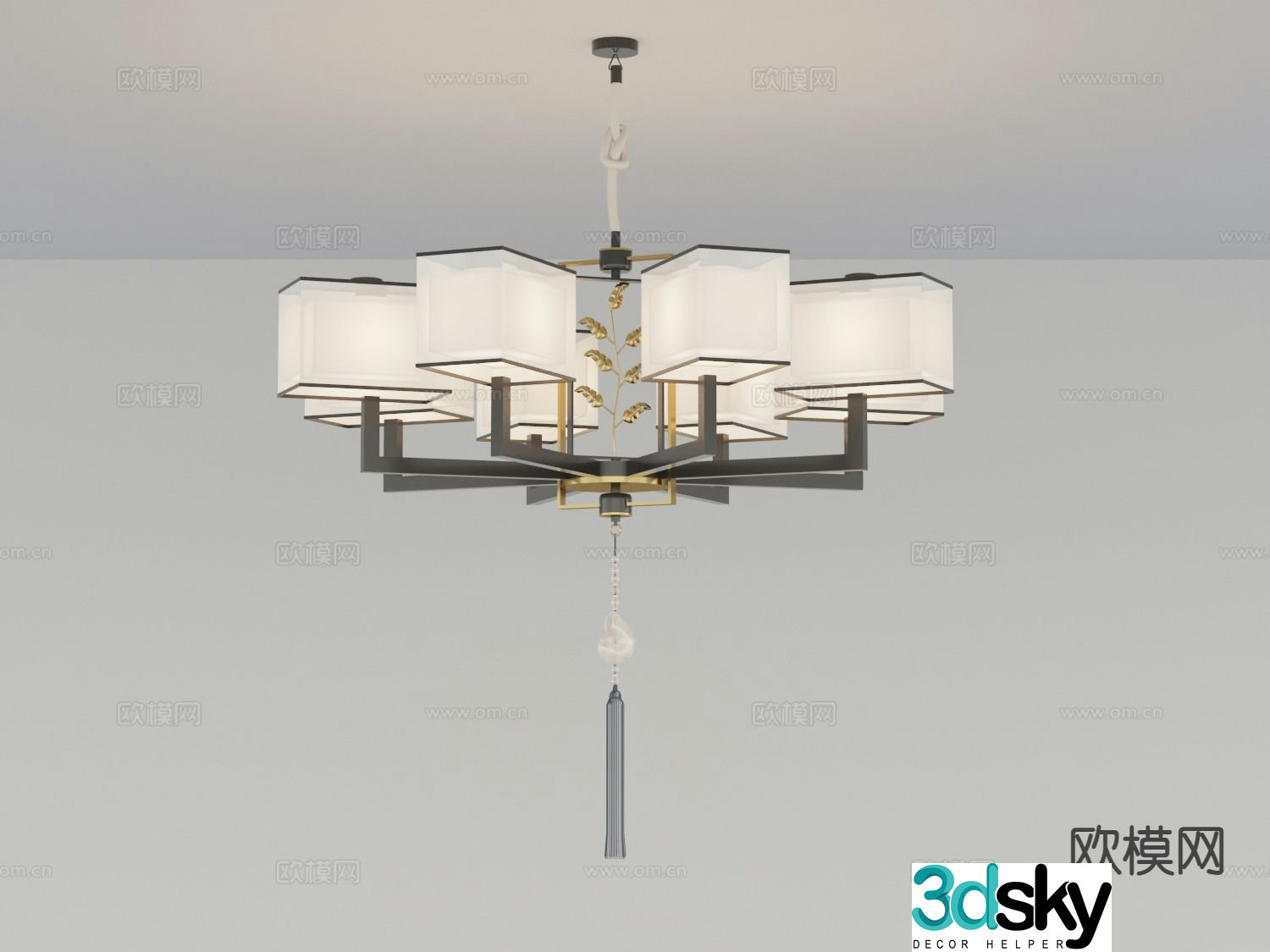 New Chinese style chandelier hall chandelier 3d model