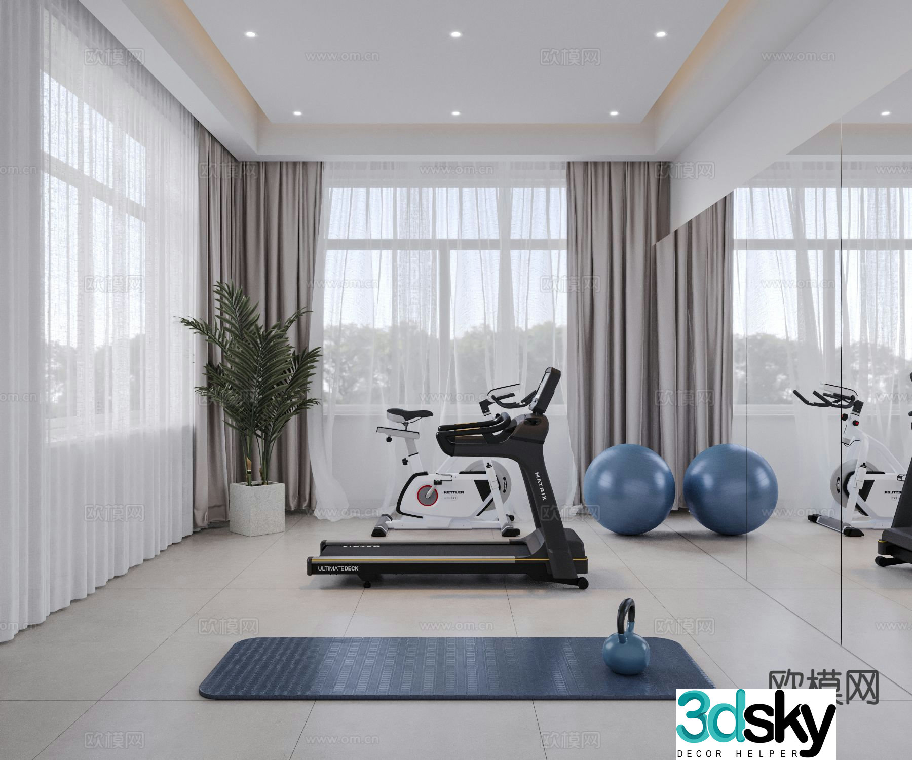 Home gym leisure room 3d model