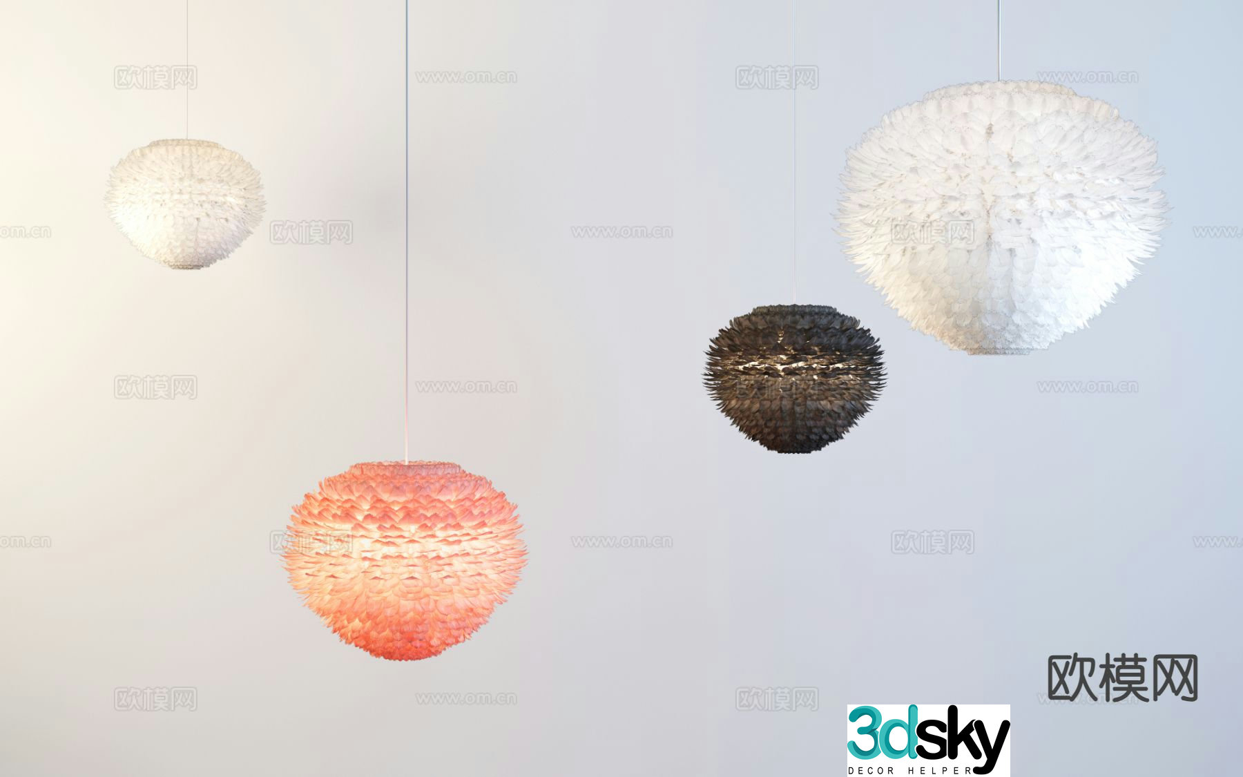 Modern feather chandelier art chandelier 3d model