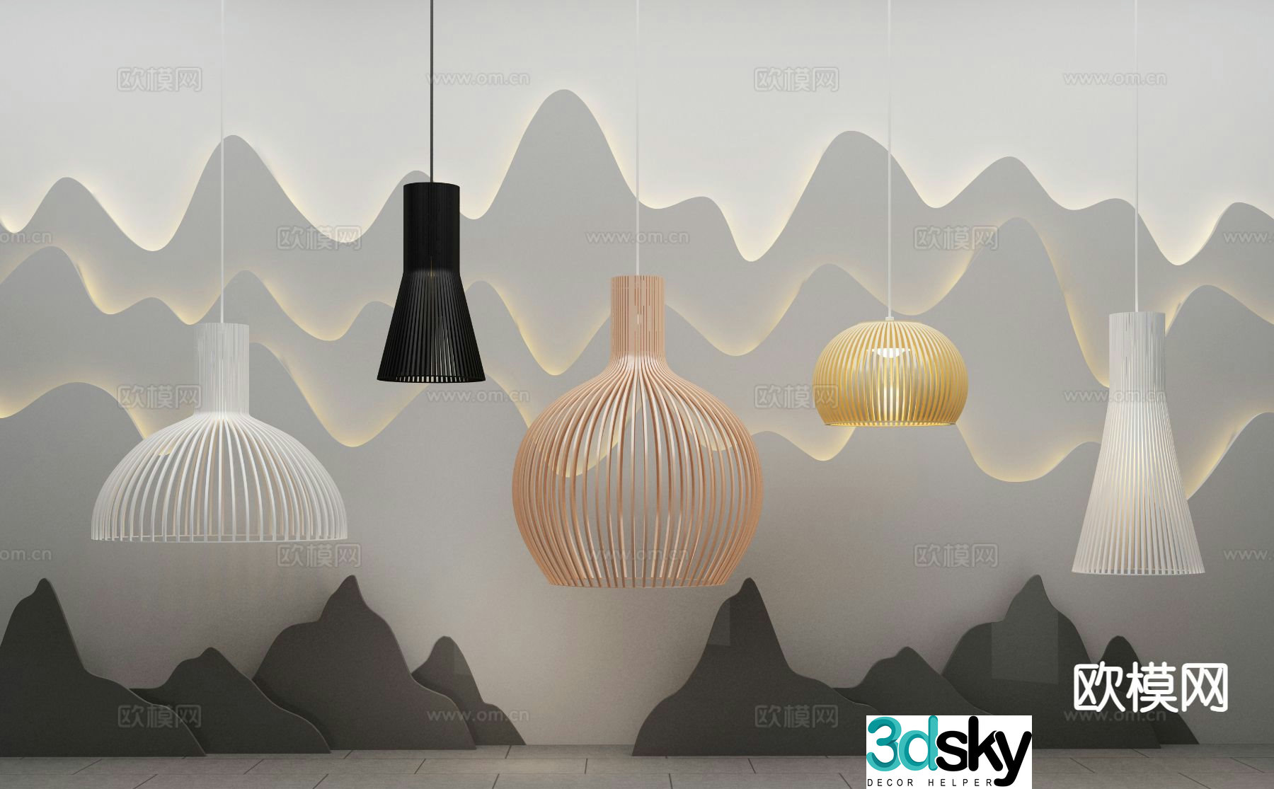 Creative small chandelier bedside small chandelier 3d model