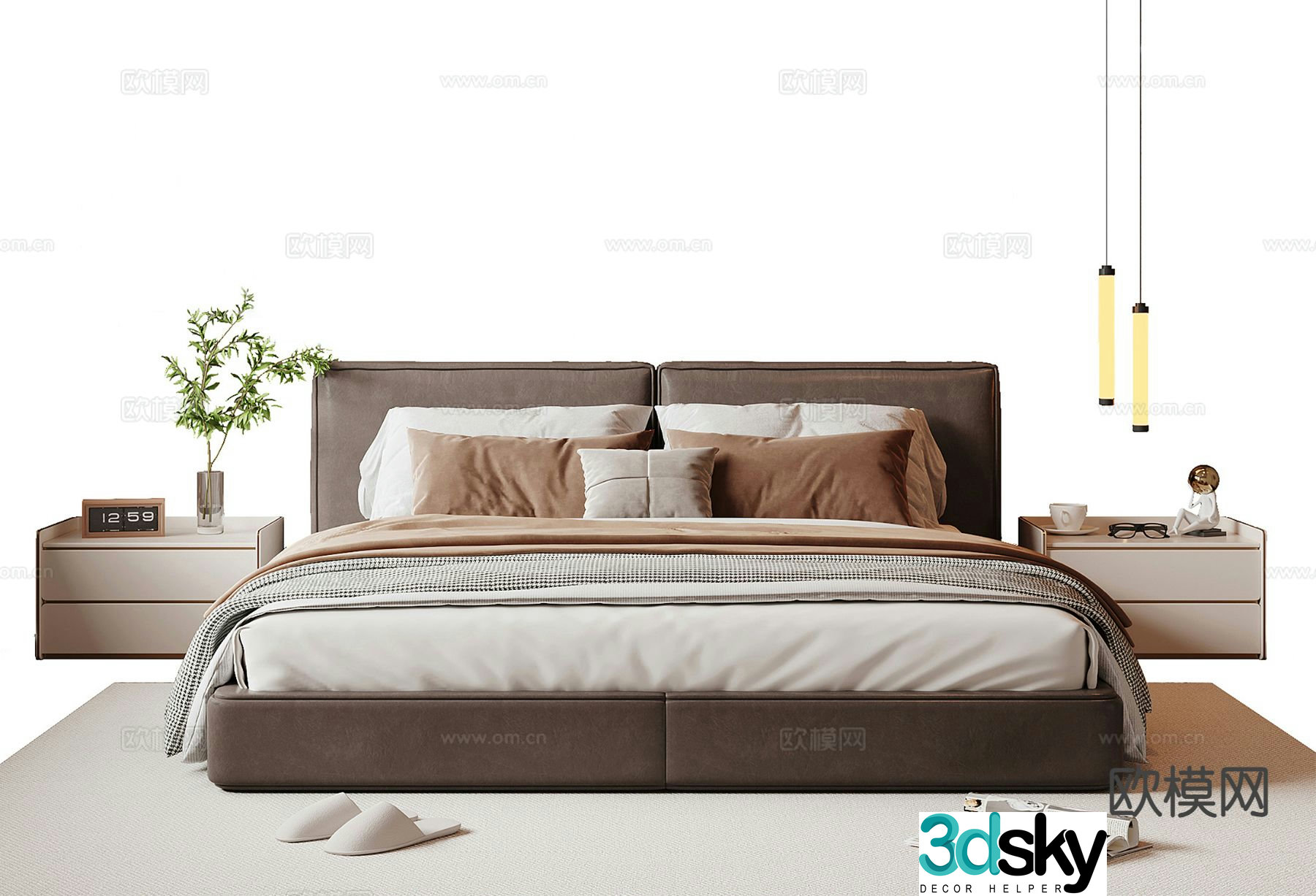 Italian double bed 3d model