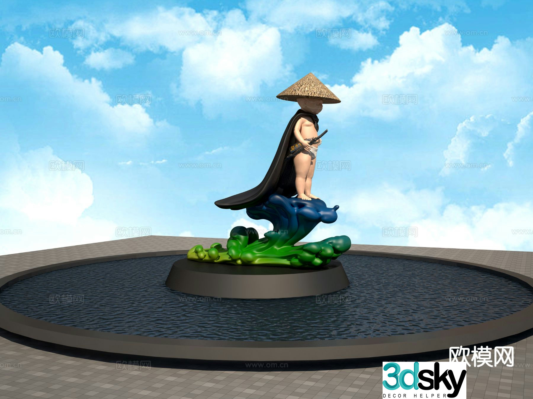 Knight sculpture landscape sculpture 3d model